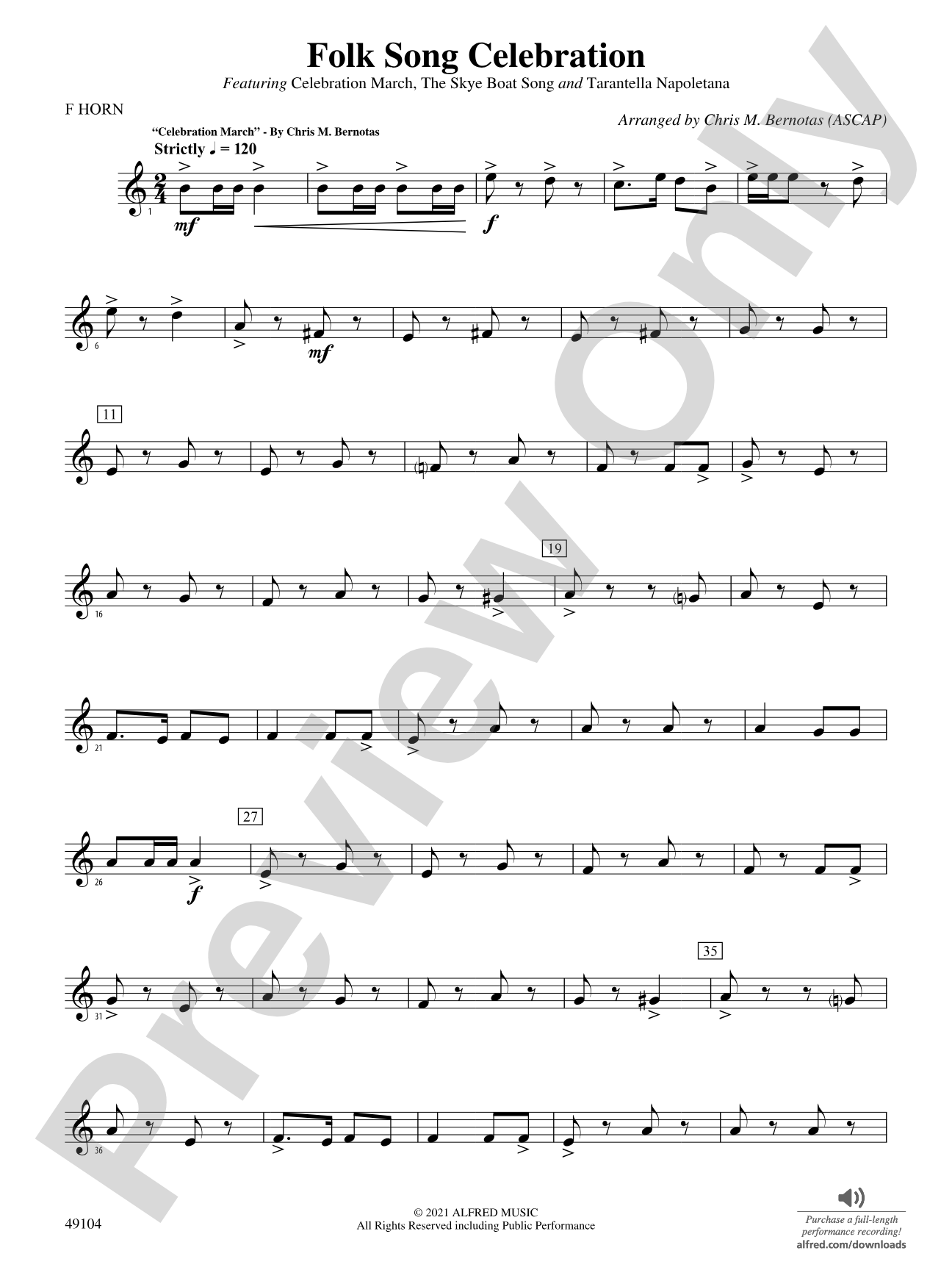 Folk Song Celebration: 1st F Horn