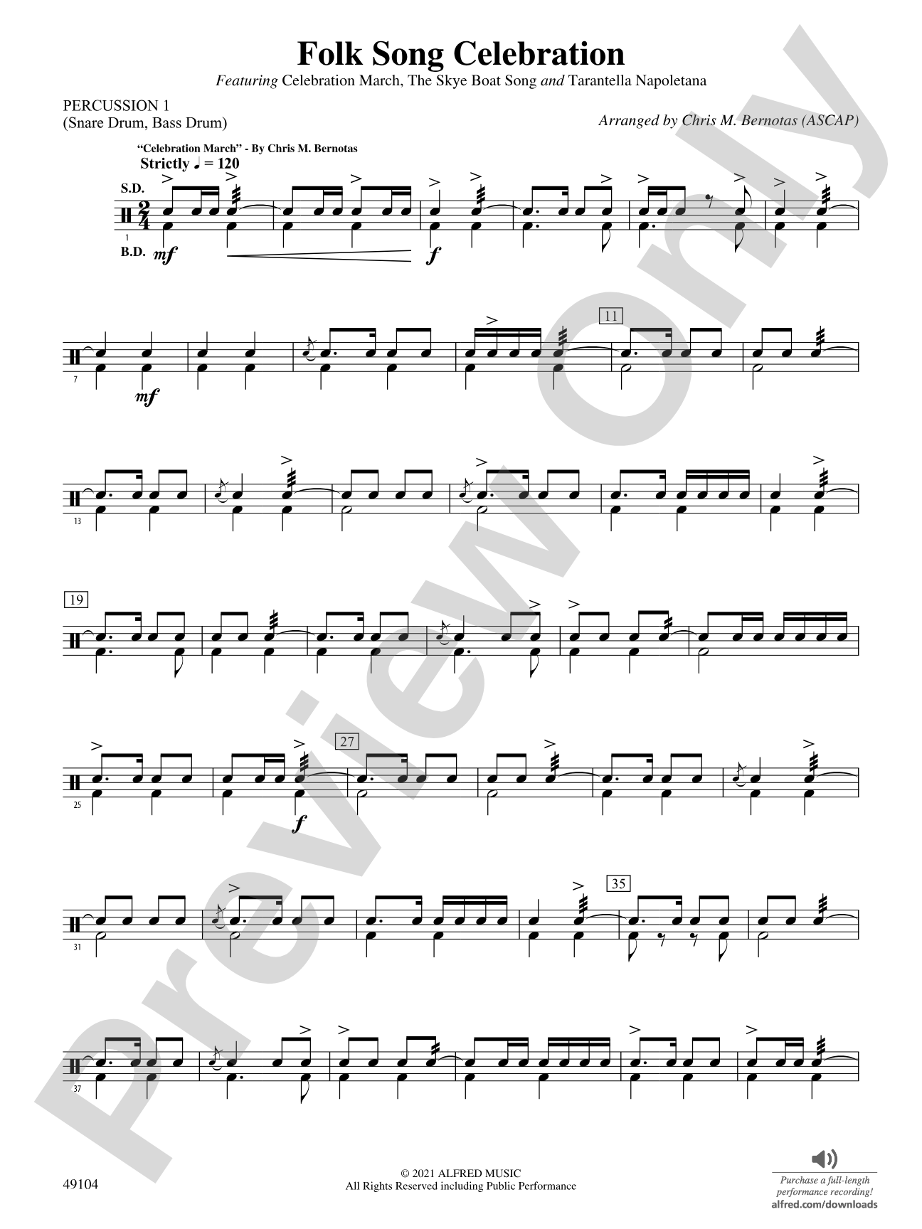 Folk Song Celebration: 1st Percussion