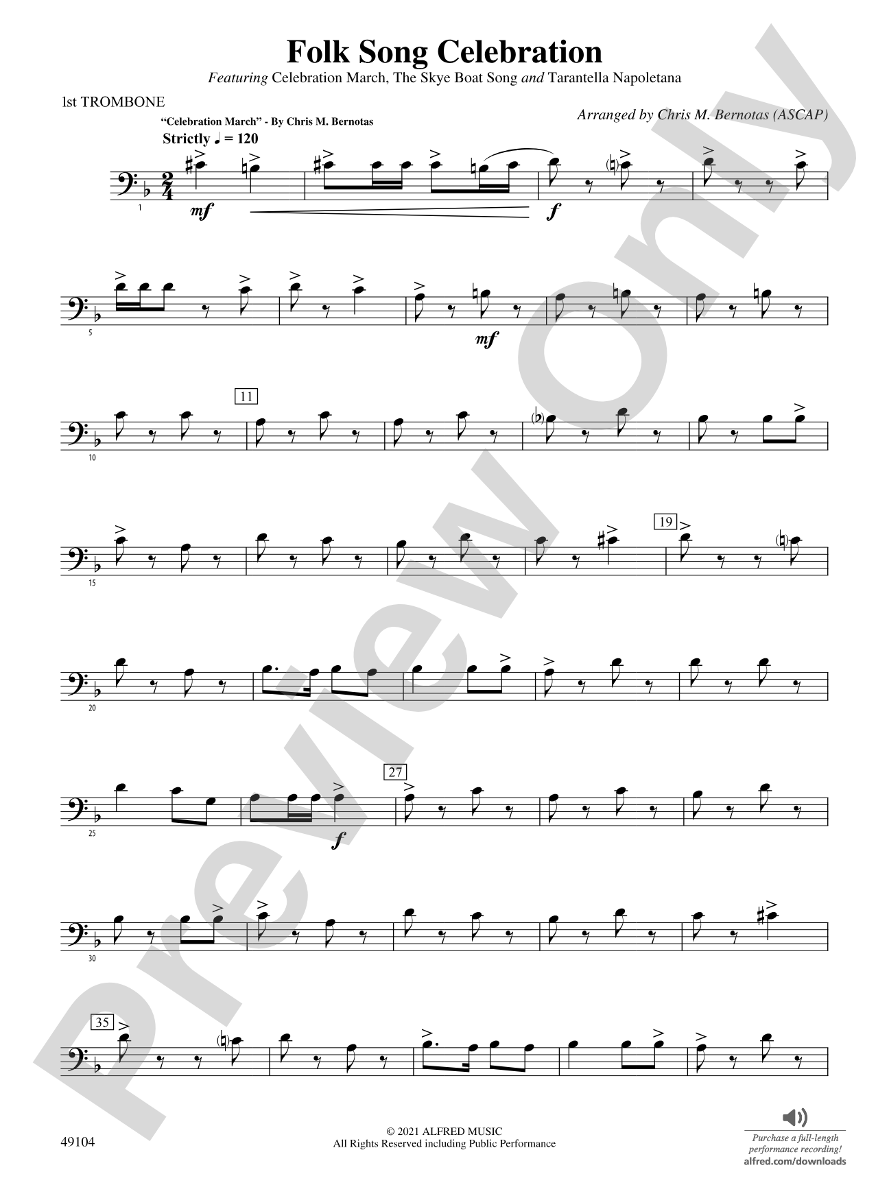 Folk Song Celebration: 1st Trombone