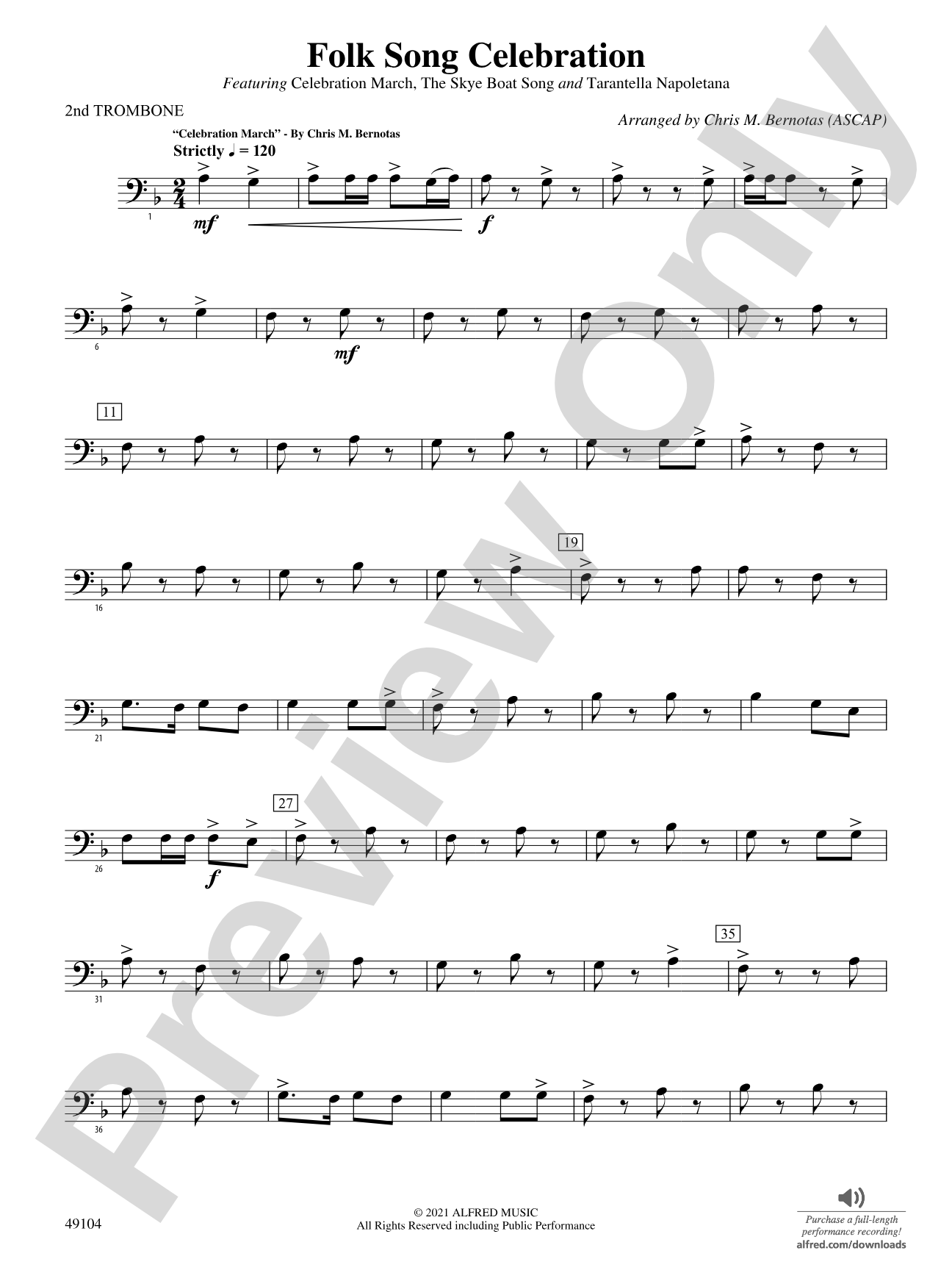 Folk Song Celebration: 2nd Trombone