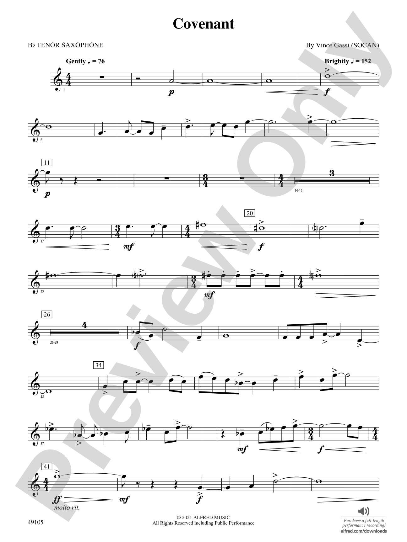 Covenant: B-flat Tenor Saxophone