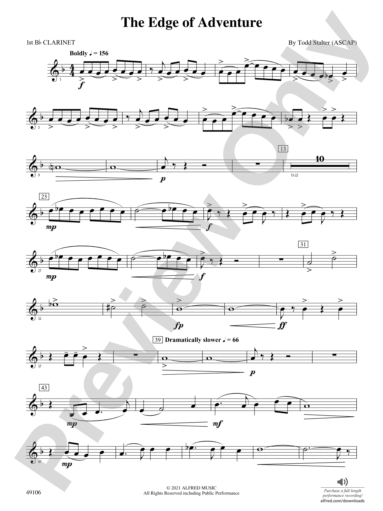 The Edge of Adventure: 1st B-flat Clarinet