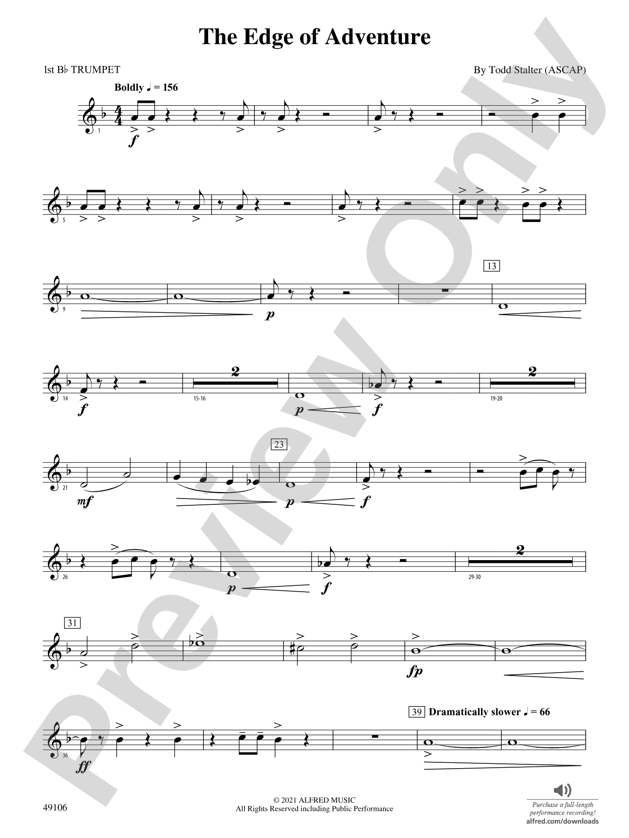 The Edge of Adventure: 1st B-flat Trumpet