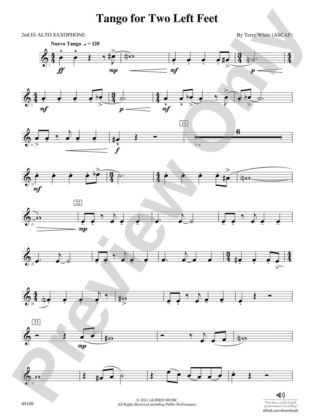 Tango for Two Left Feet: 2nd E-flat Alto Saxophone