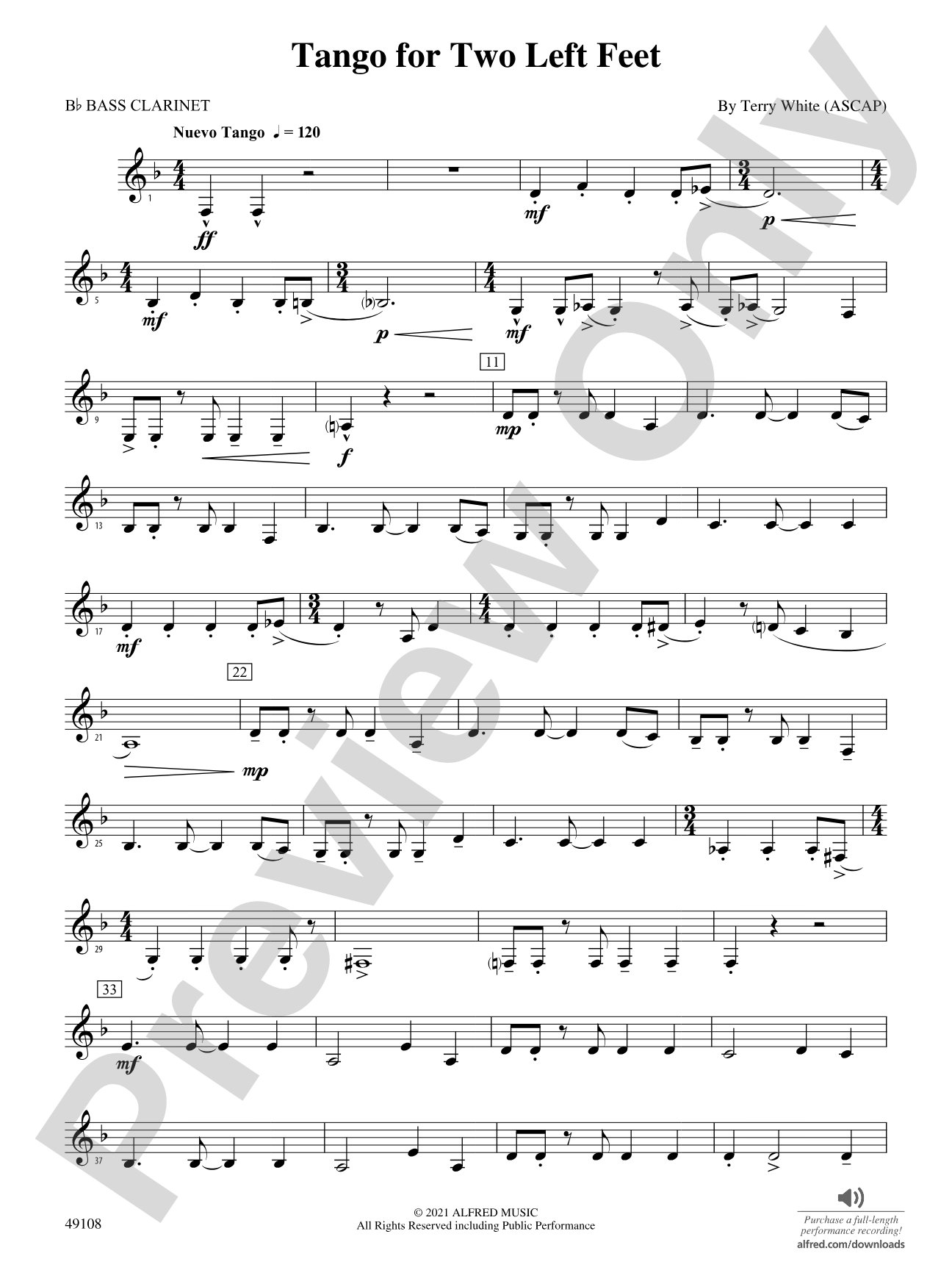Tango for Two Left Feet: B-flat Bass Clarinet