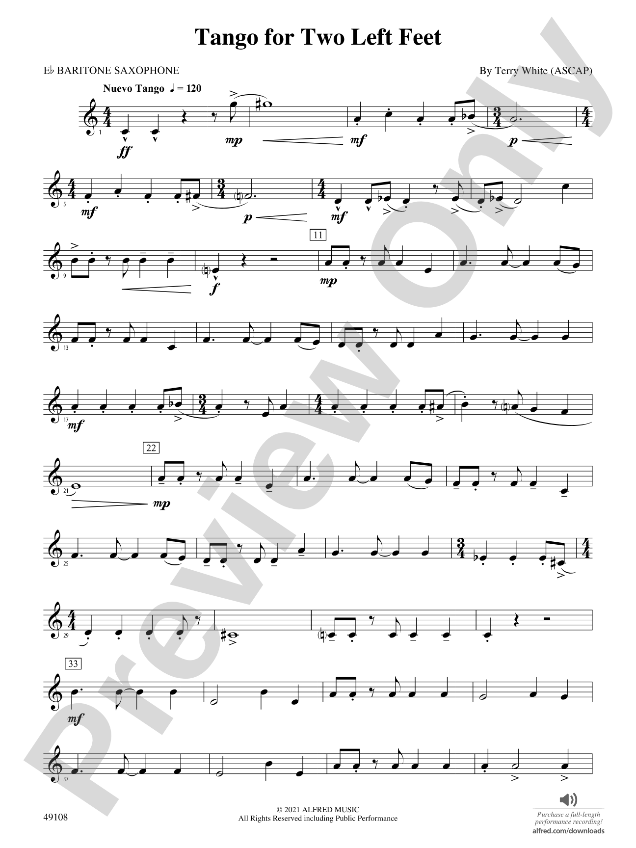 Tango for Two Left Feet: E-flat Baritone Saxophone