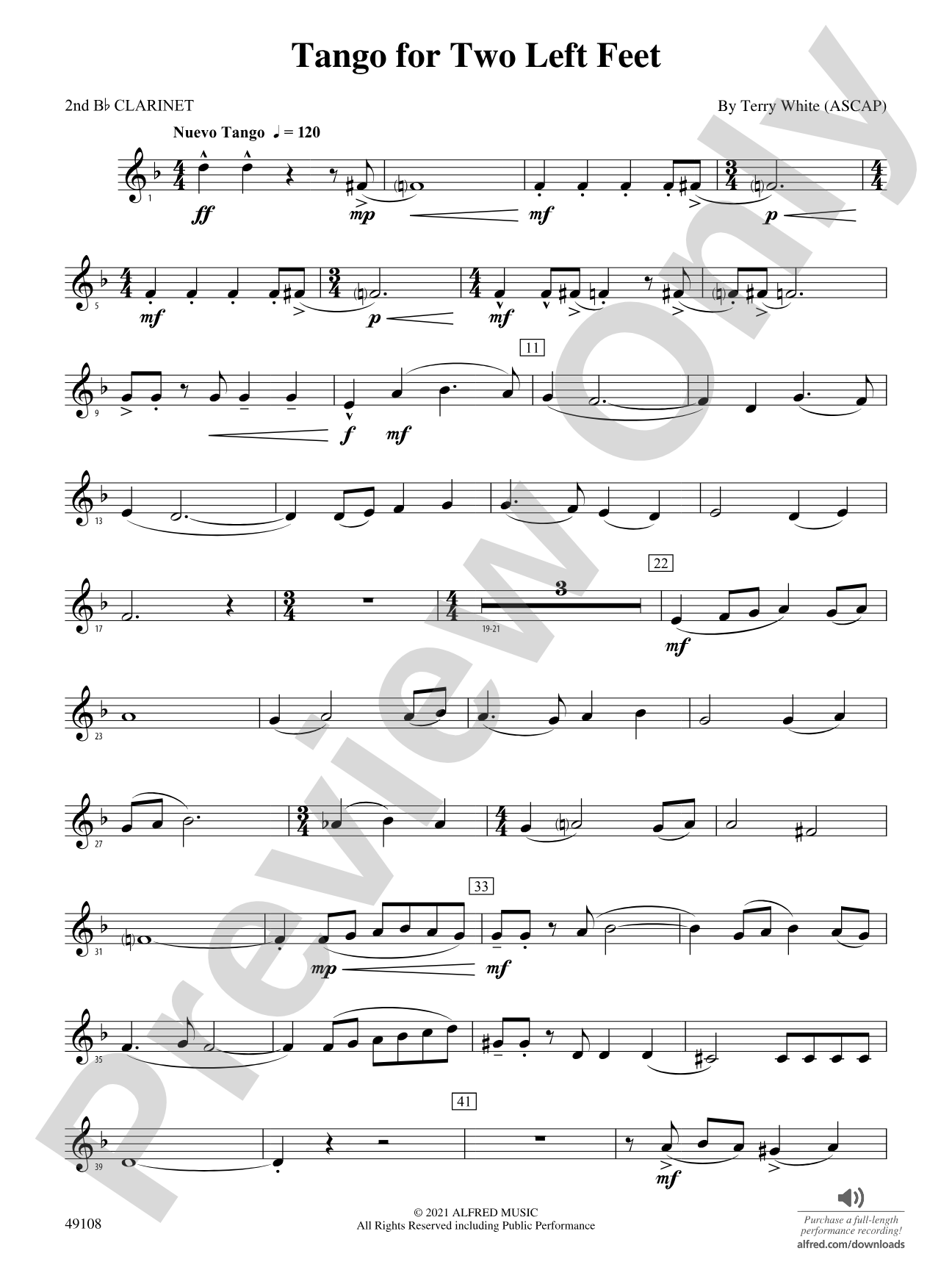 Tango for Two Left Feet: 2nd B-flat Clarinet
