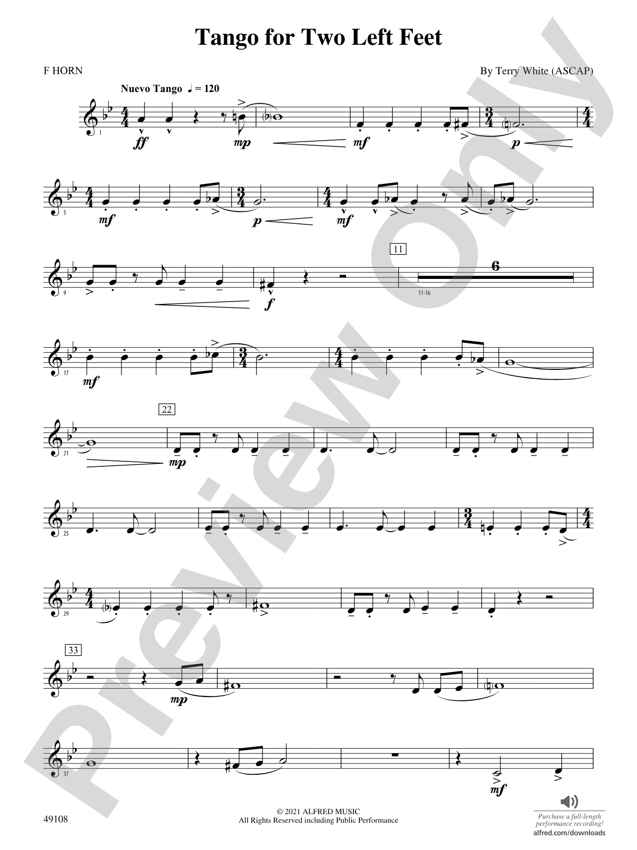 Tango for Two Left Feet: 1st F Horn