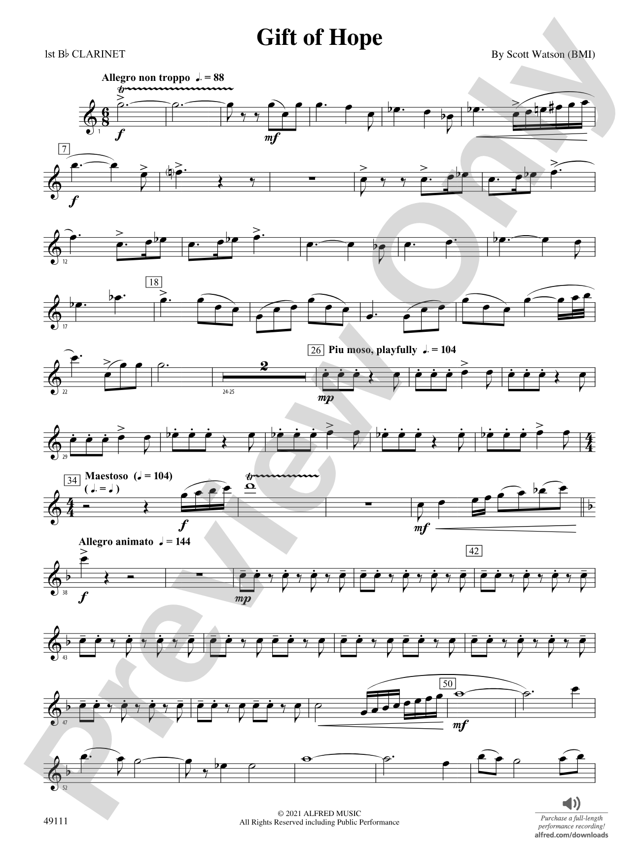 Gift of Hope: 1st B-flat Clarinet