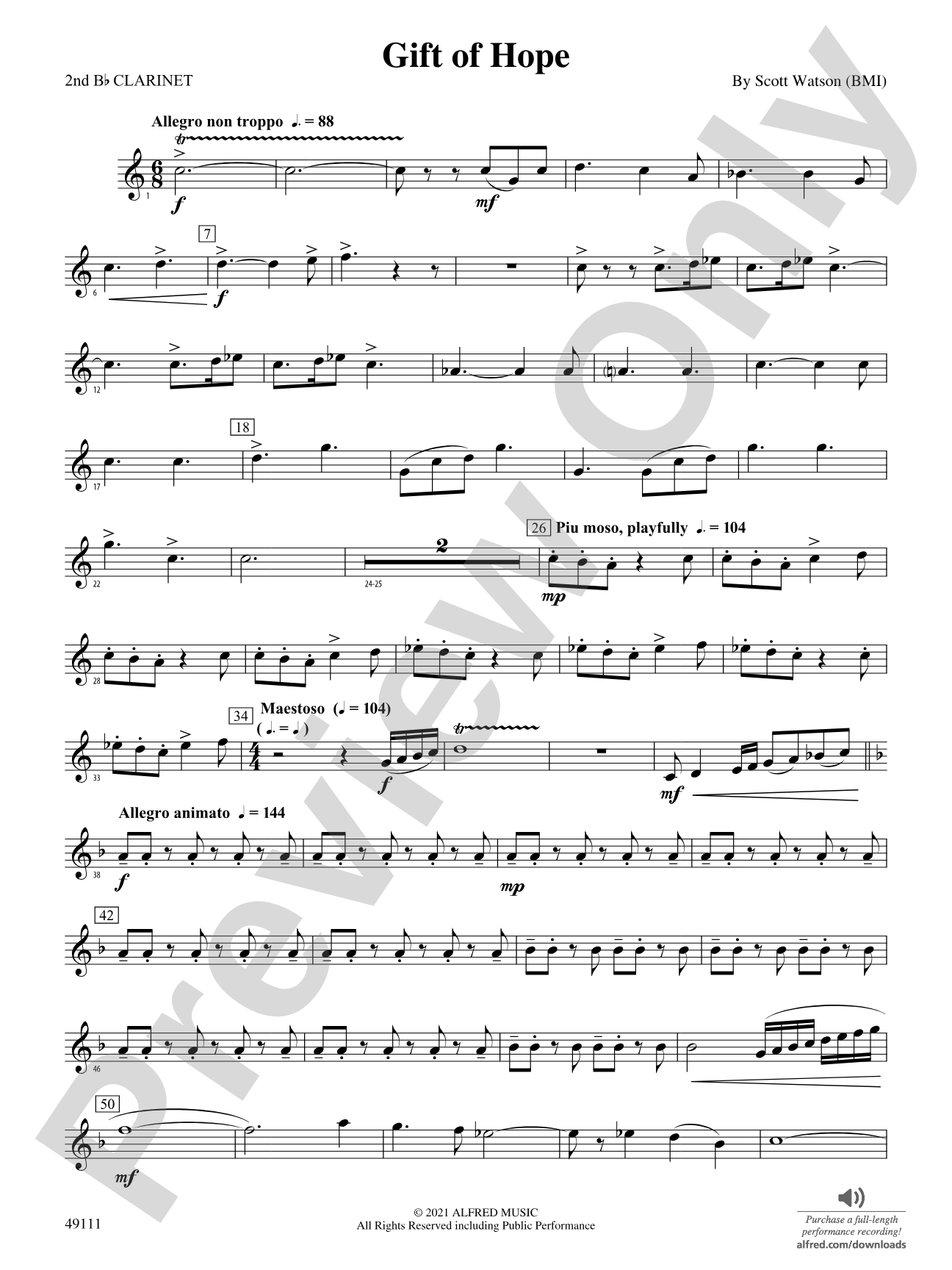 Gift of Hope: 2nd B-flat Clarinet