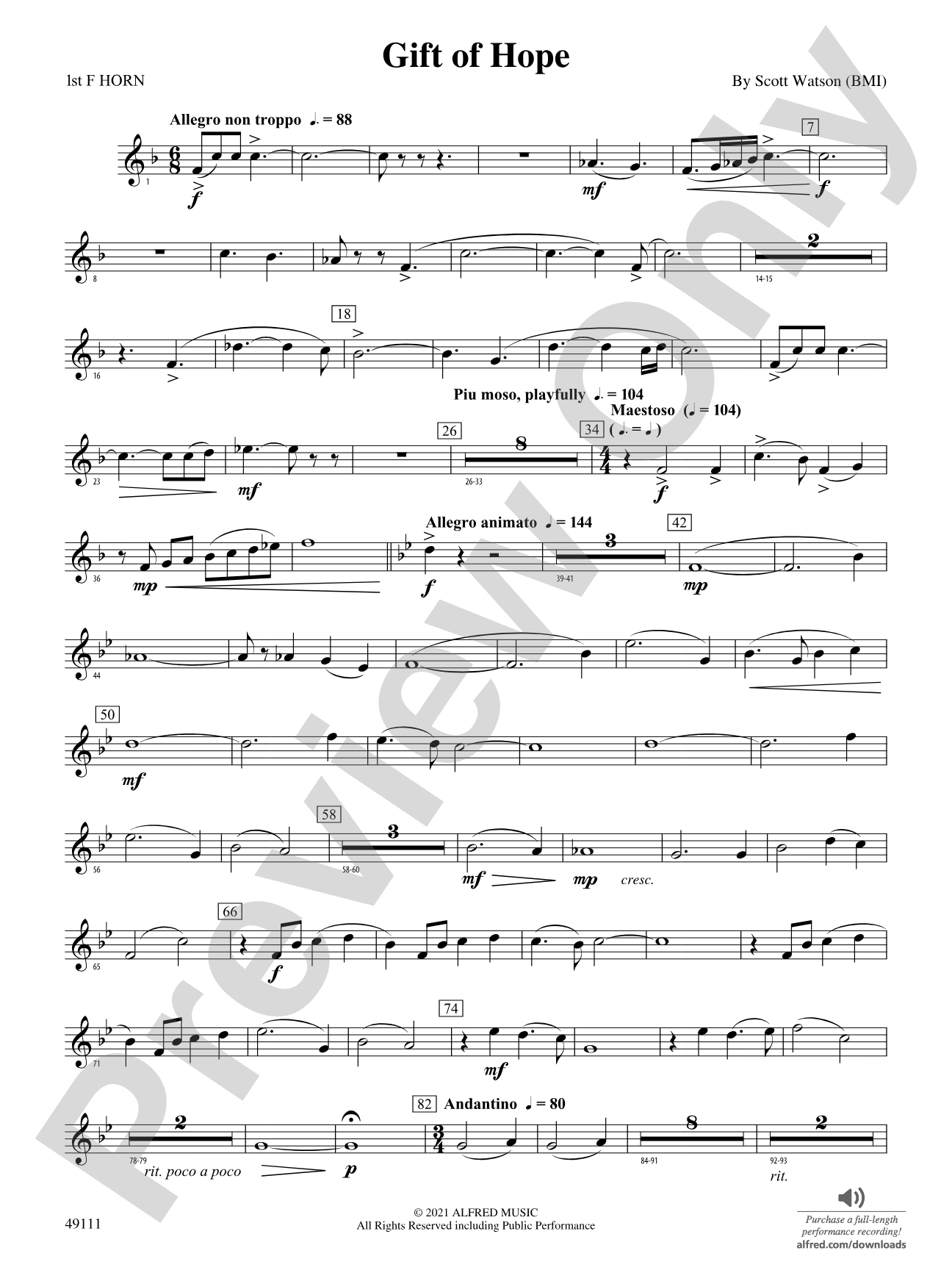 Gift of Hope: 1st F Horn