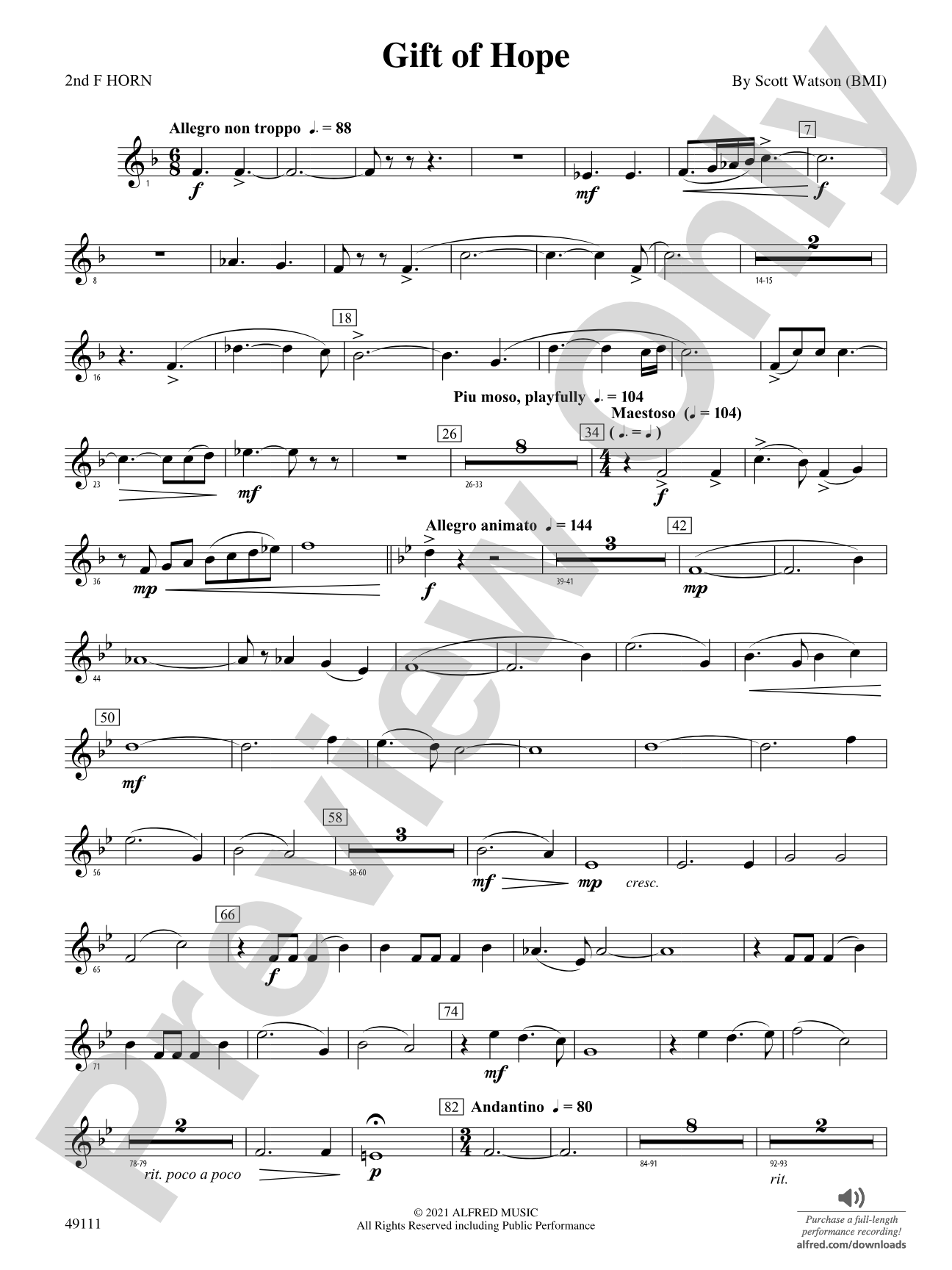Gift of Hope: 2nd F Horn