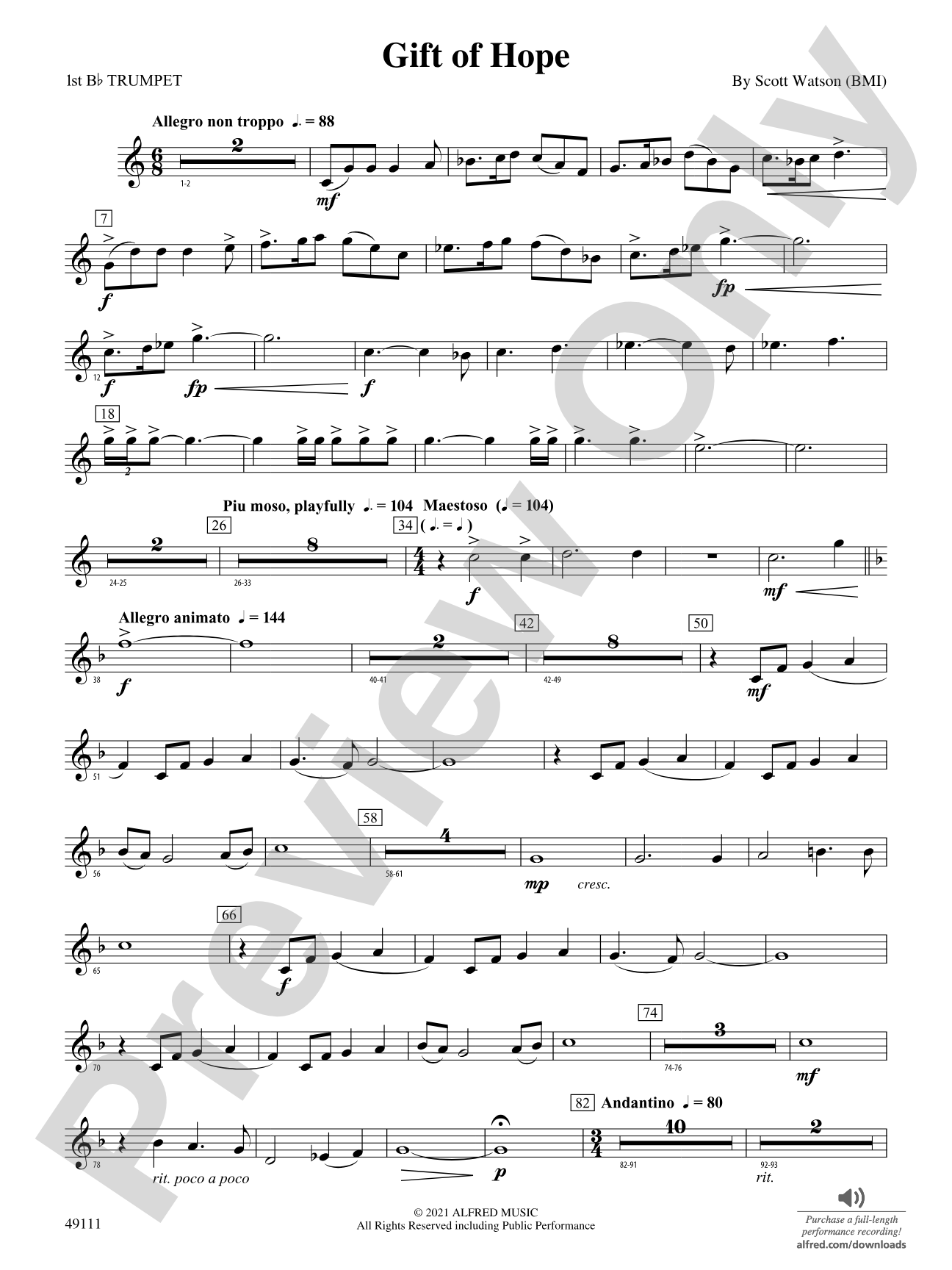Gift of Hope: 1st B-flat Trumpet
