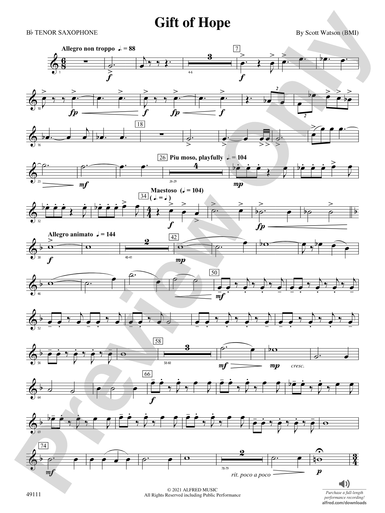 Gift of Hope: B-flat Tenor Saxophone