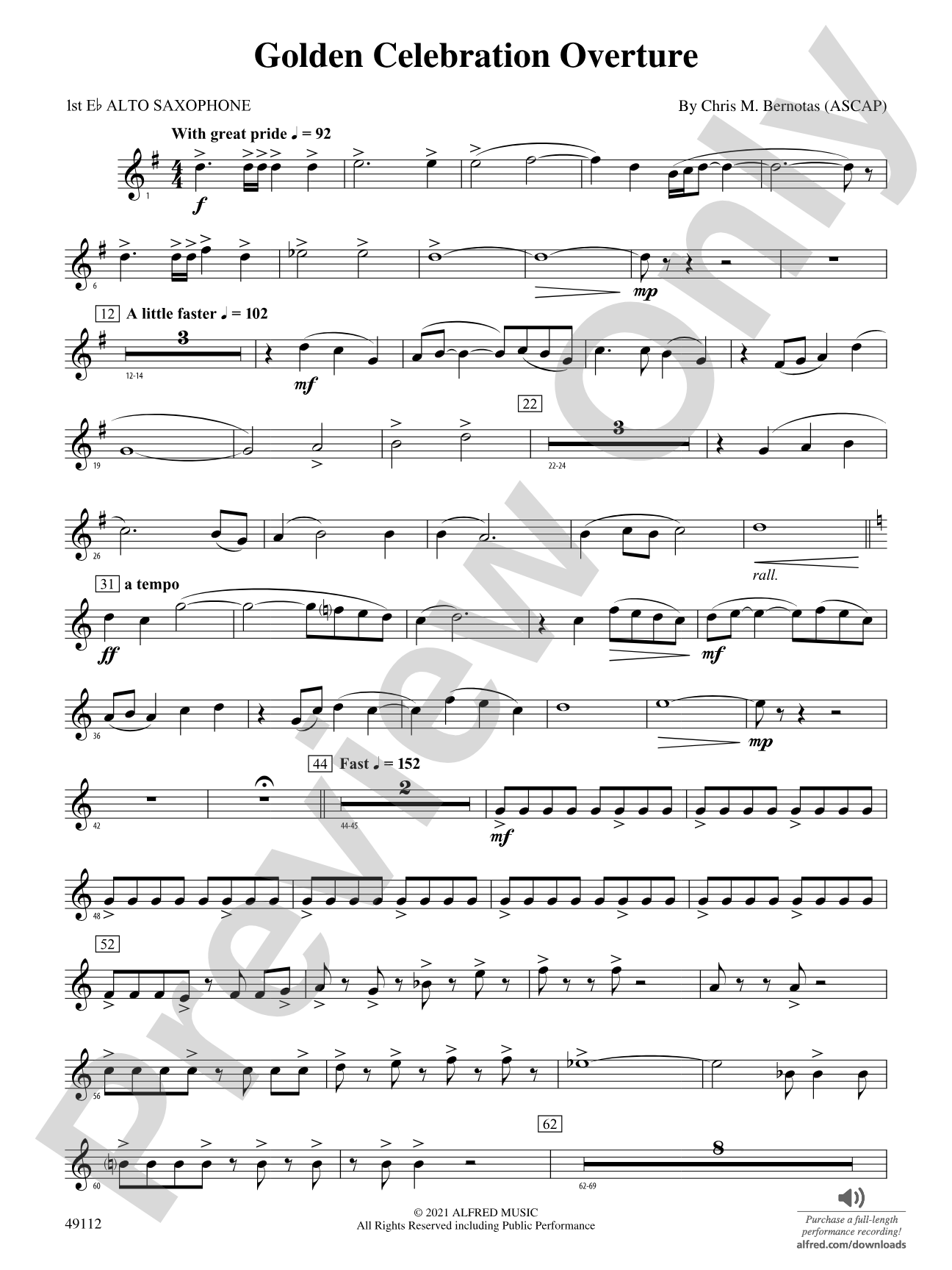 Golden Celebration Overture: E-flat Alto Saxophone