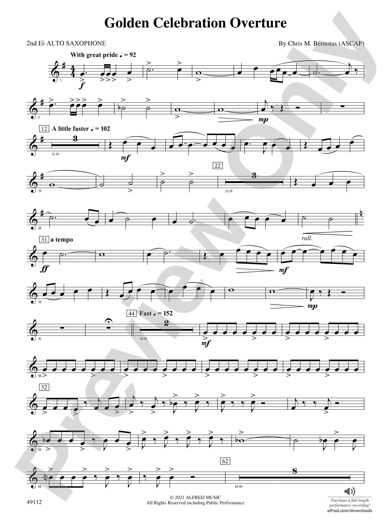 Golden Celebration Overture: 2nd E-flat Alto Saxophone
