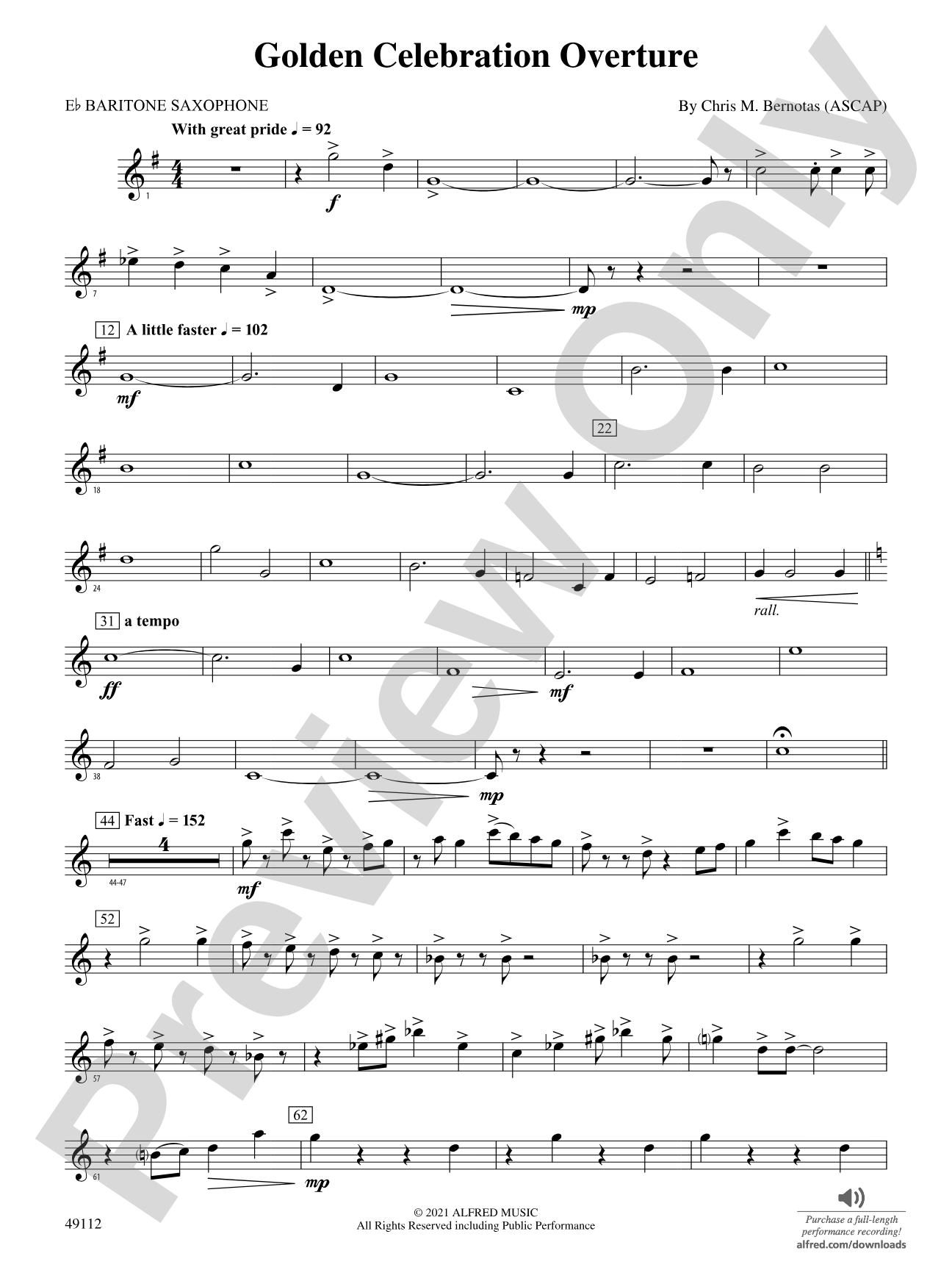 Golden Celebration Overture: E-flat Baritone Saxophone
