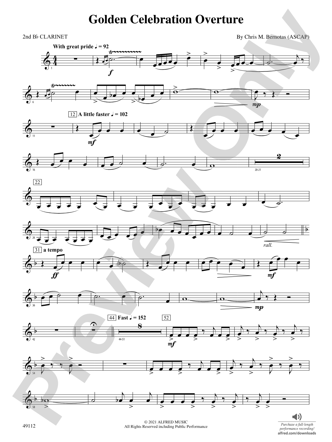 Golden Celebration Overture: 2nd B-flat Clarinet