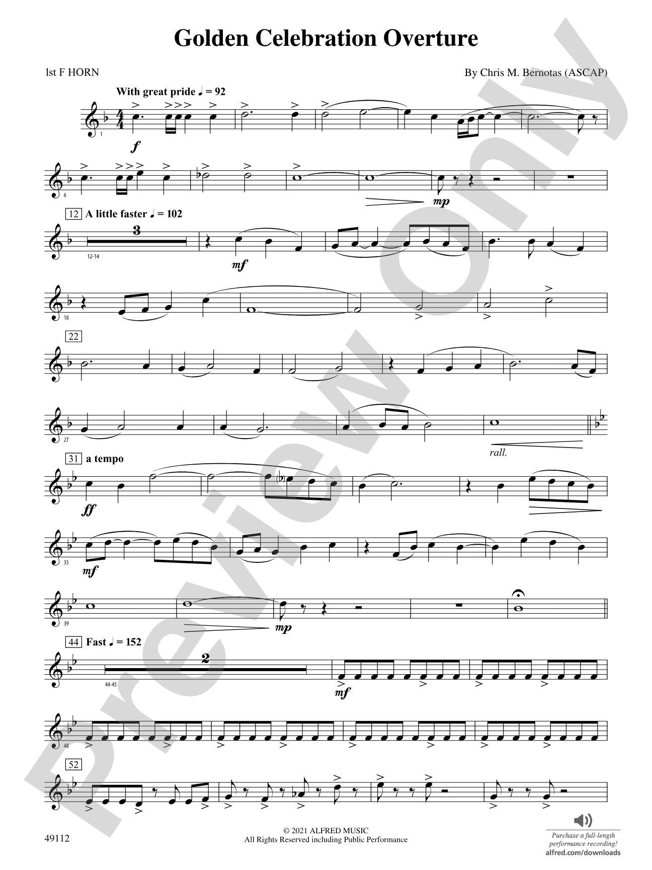 Golden Celebration Overture: 1st F Horn