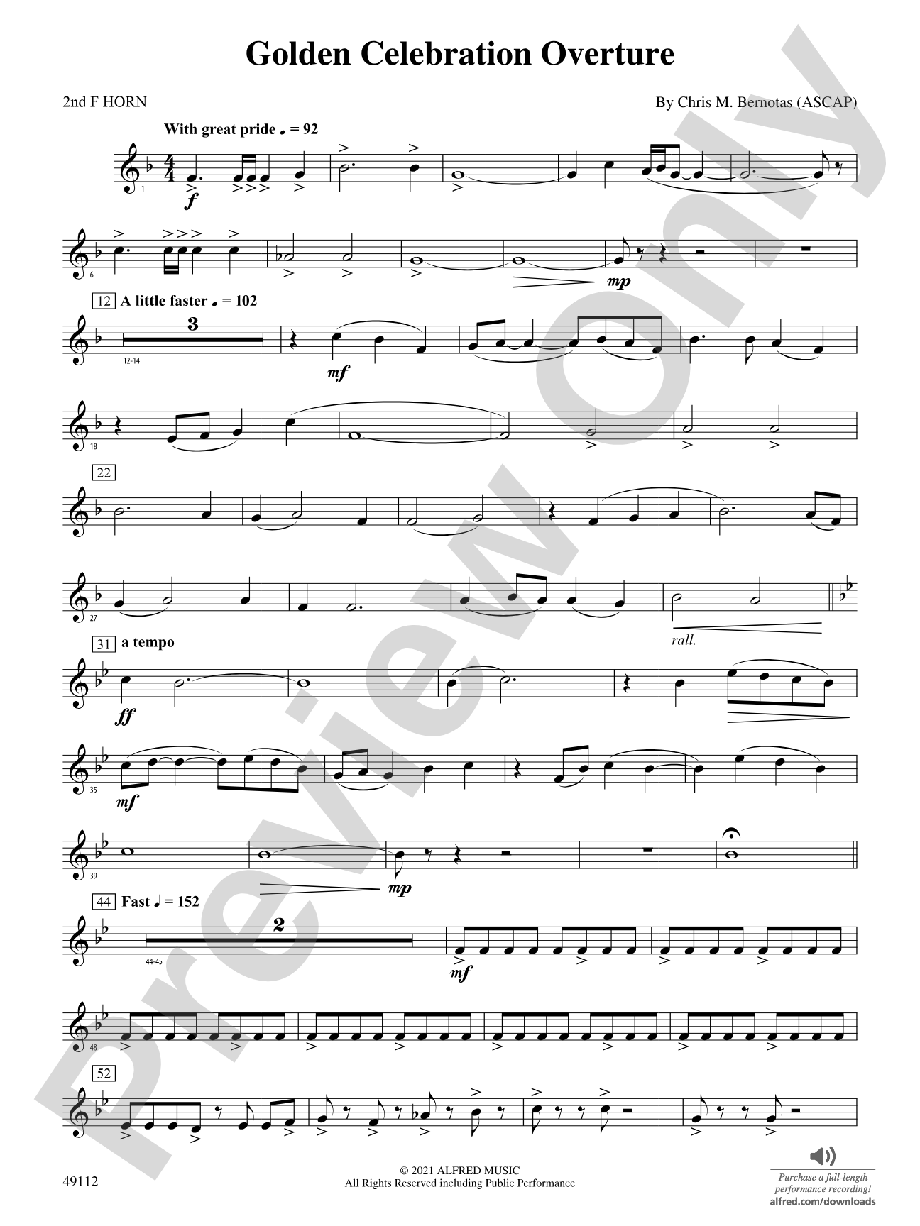 Golden Celebration Overture: 2nd F Horn