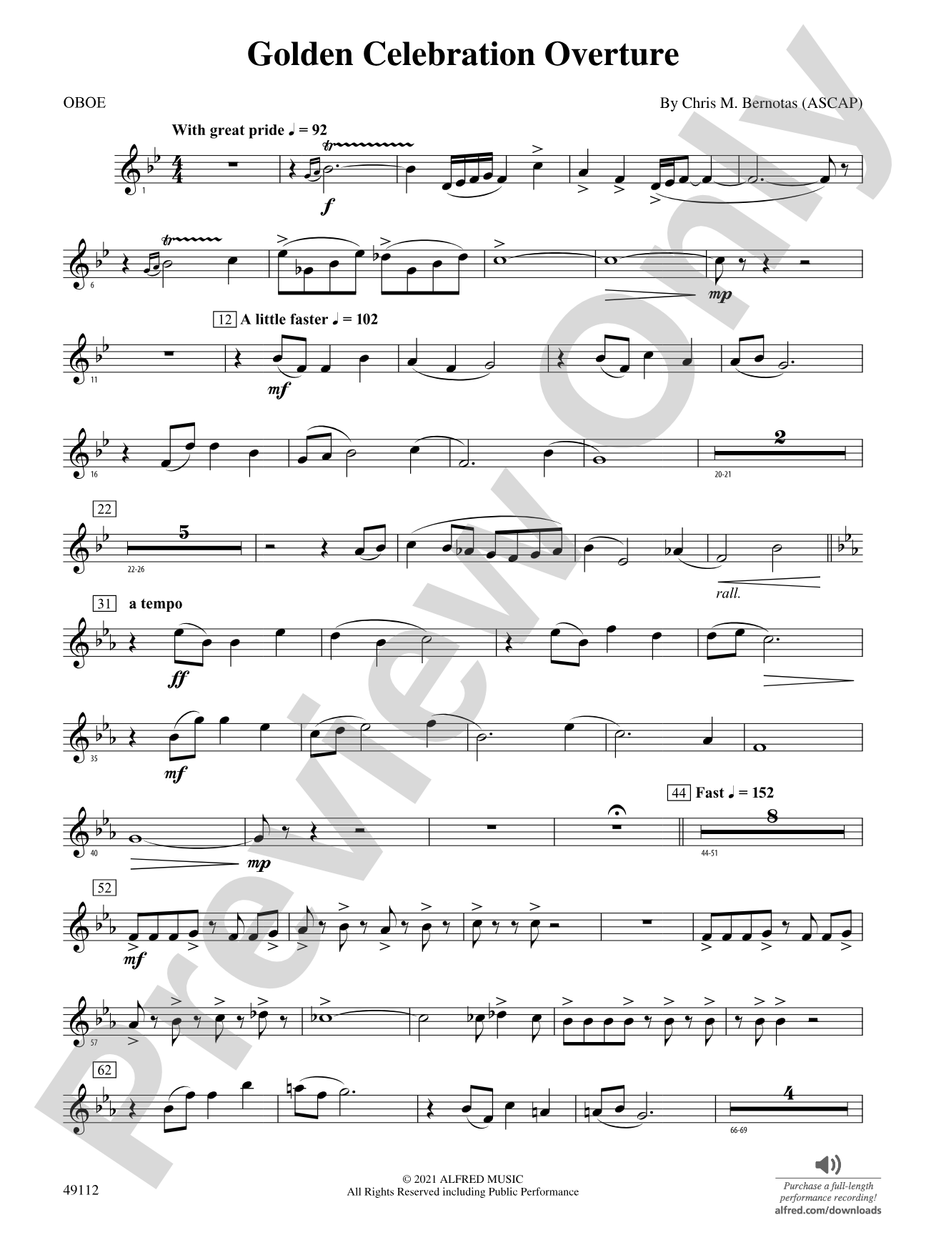 Golden Celebration Overture: Oboe
