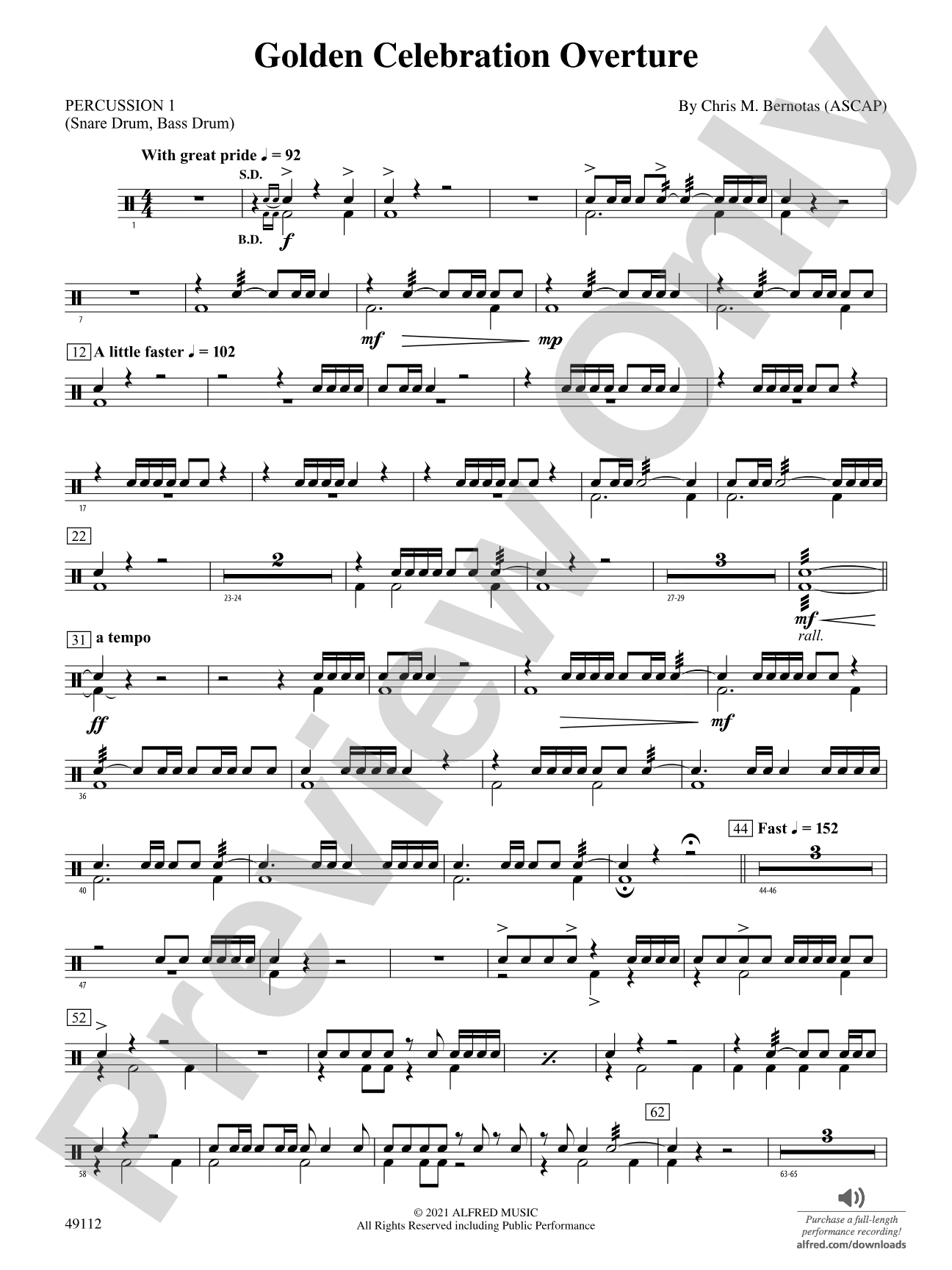 Golden Celebration Overture: 1st Percussion