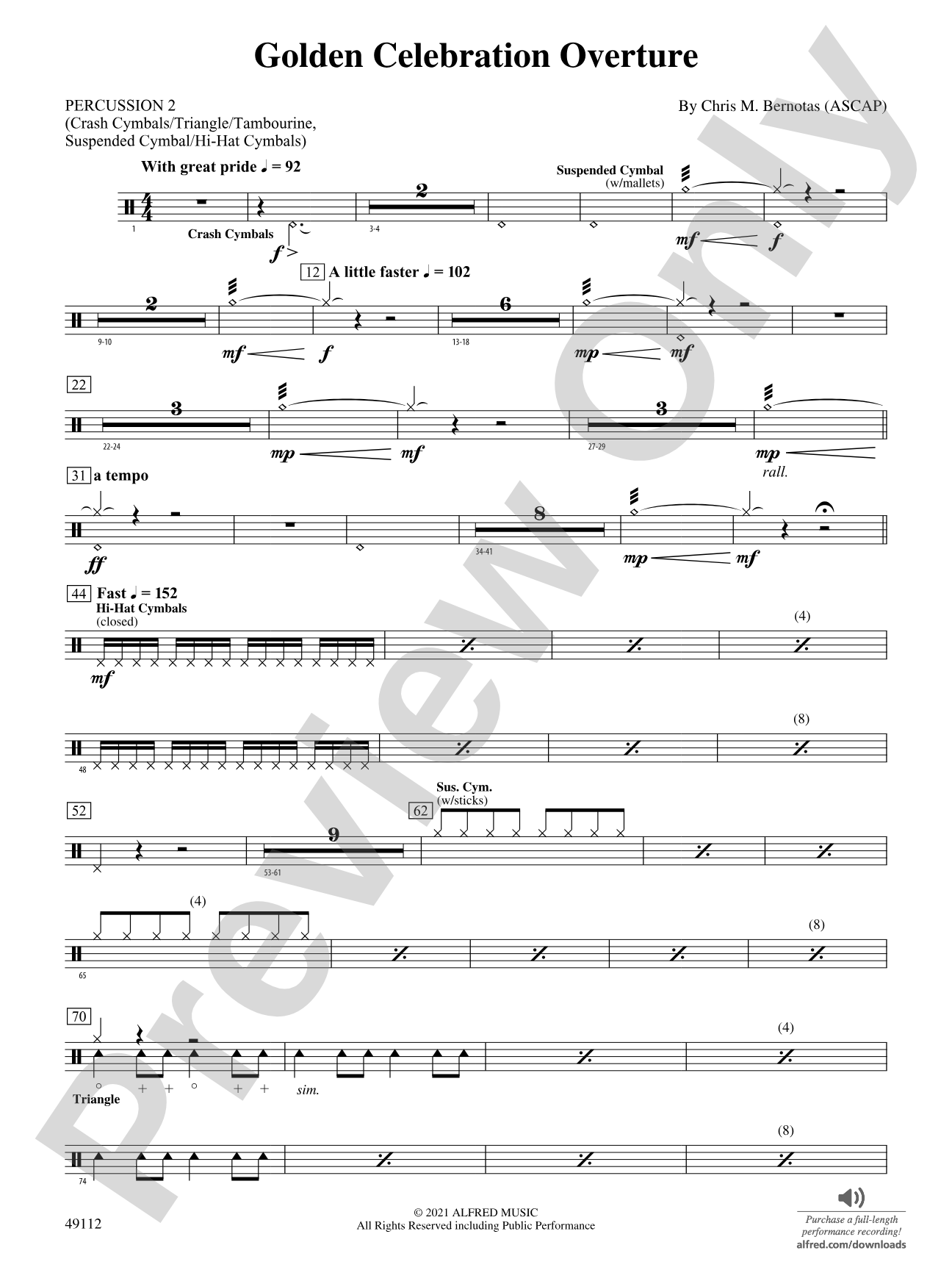 Golden Celebration Overture: 2nd Percussion