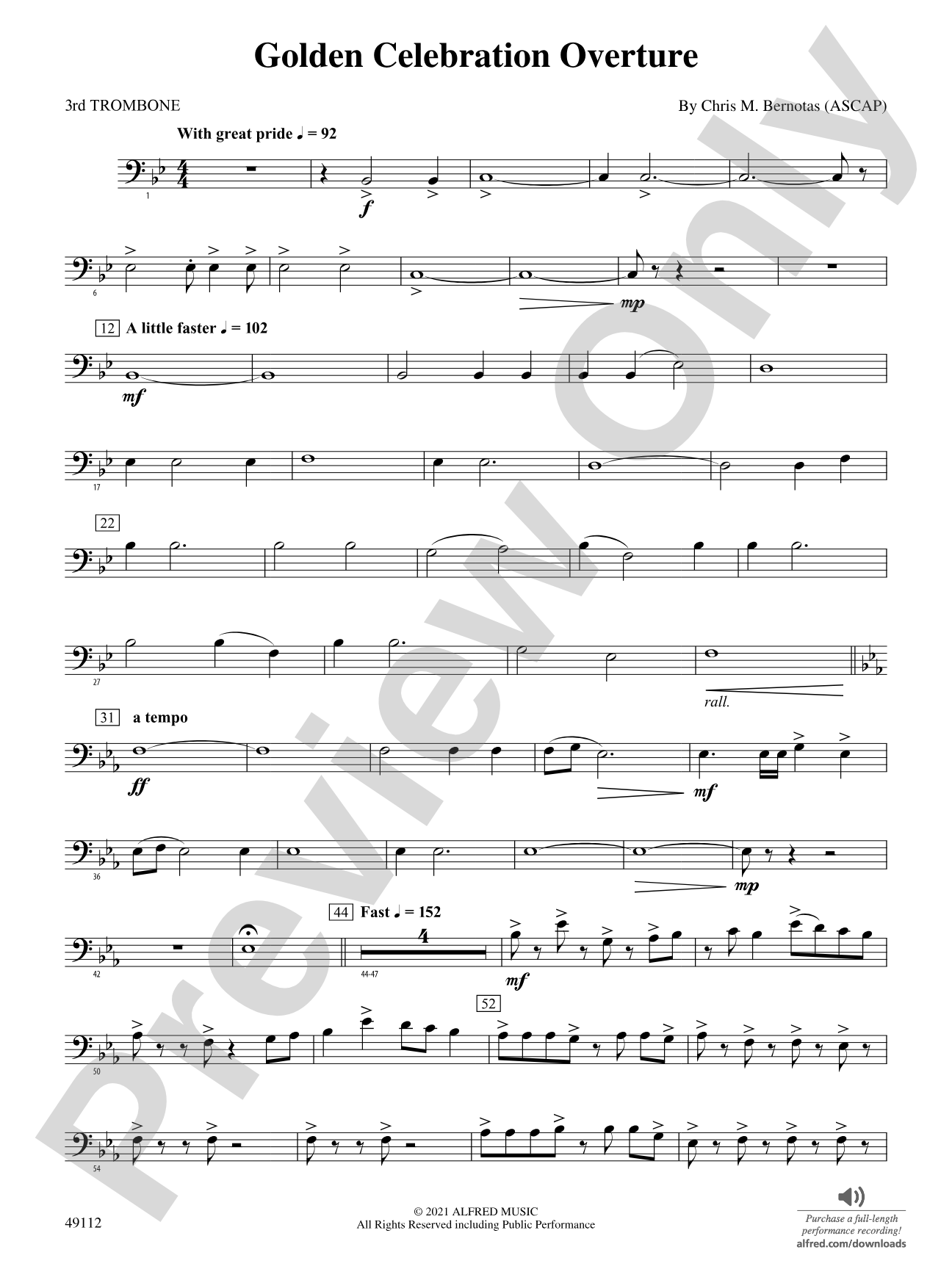 Golden Celebration Overture: 3rd Trombone