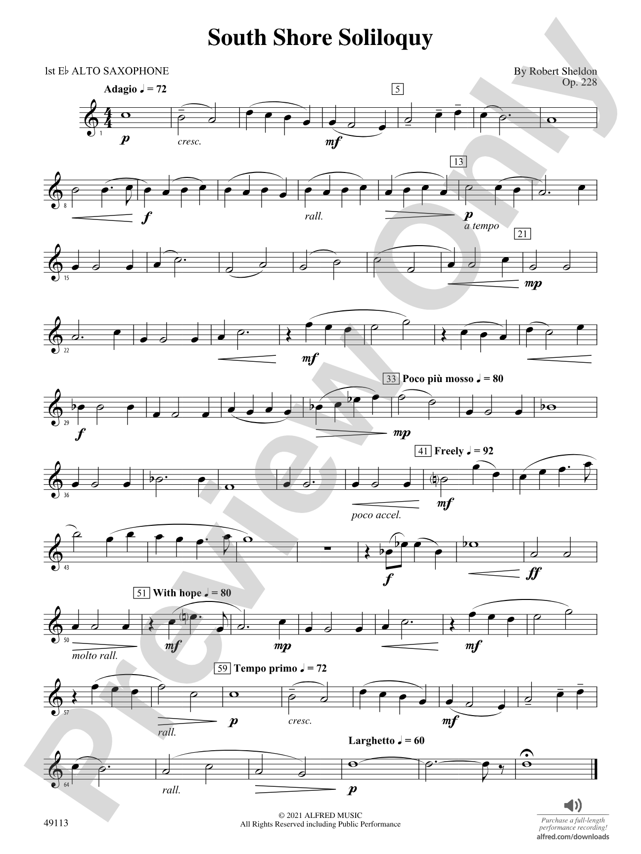 South Shore Soliloquy: E-flat Alto Saxophone