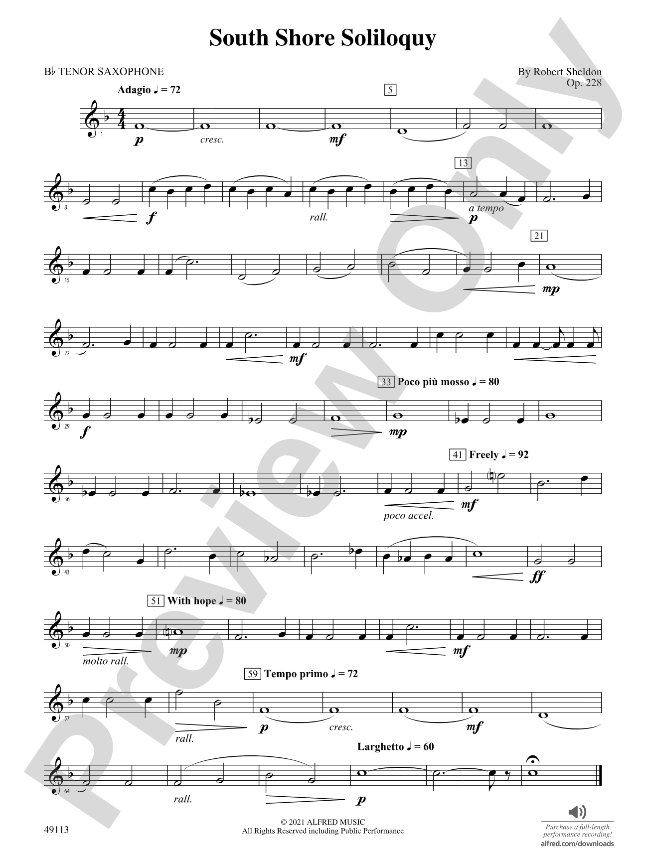 South Shore Soliloquy: B-flat Tenor Saxophone