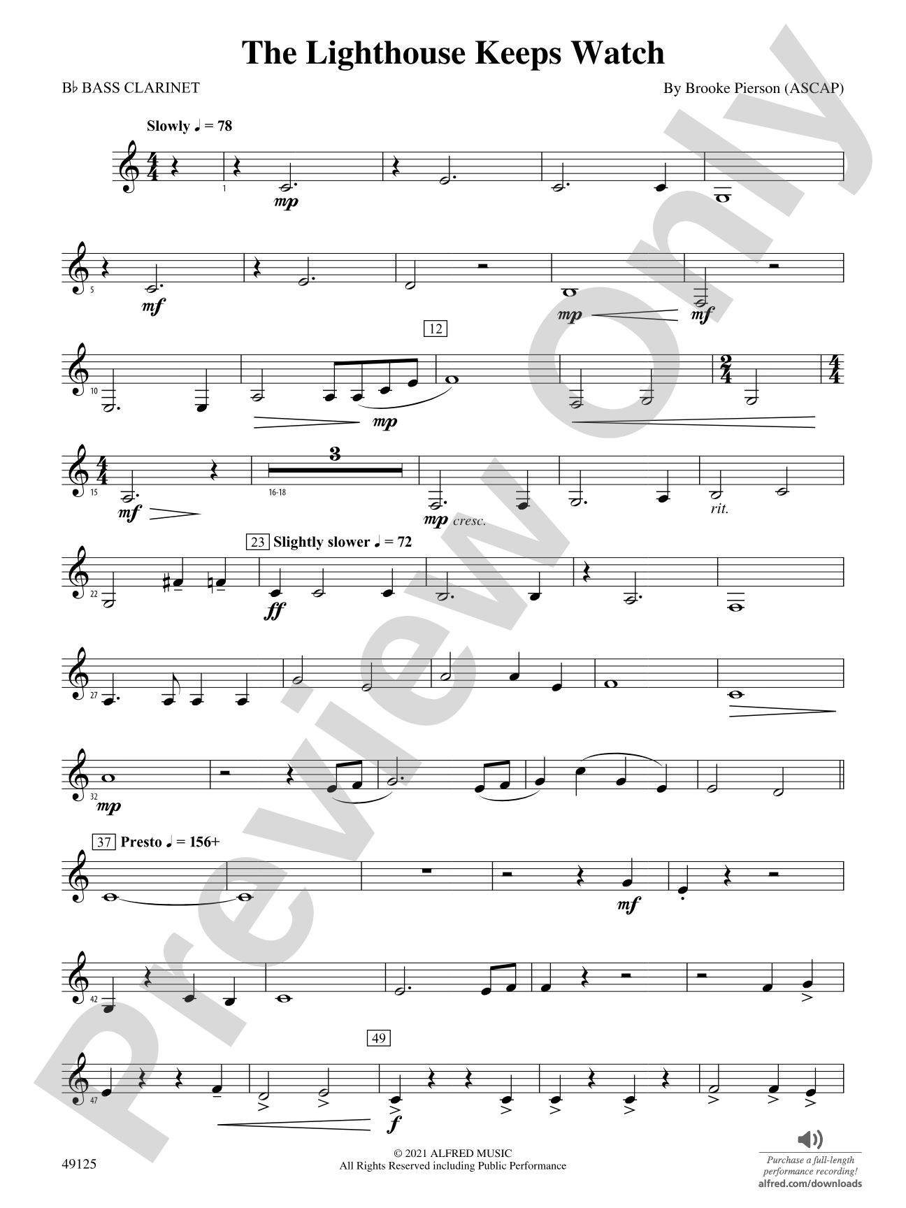 The Lighthouse Keeps Watch: B-flat Bass Clarinet