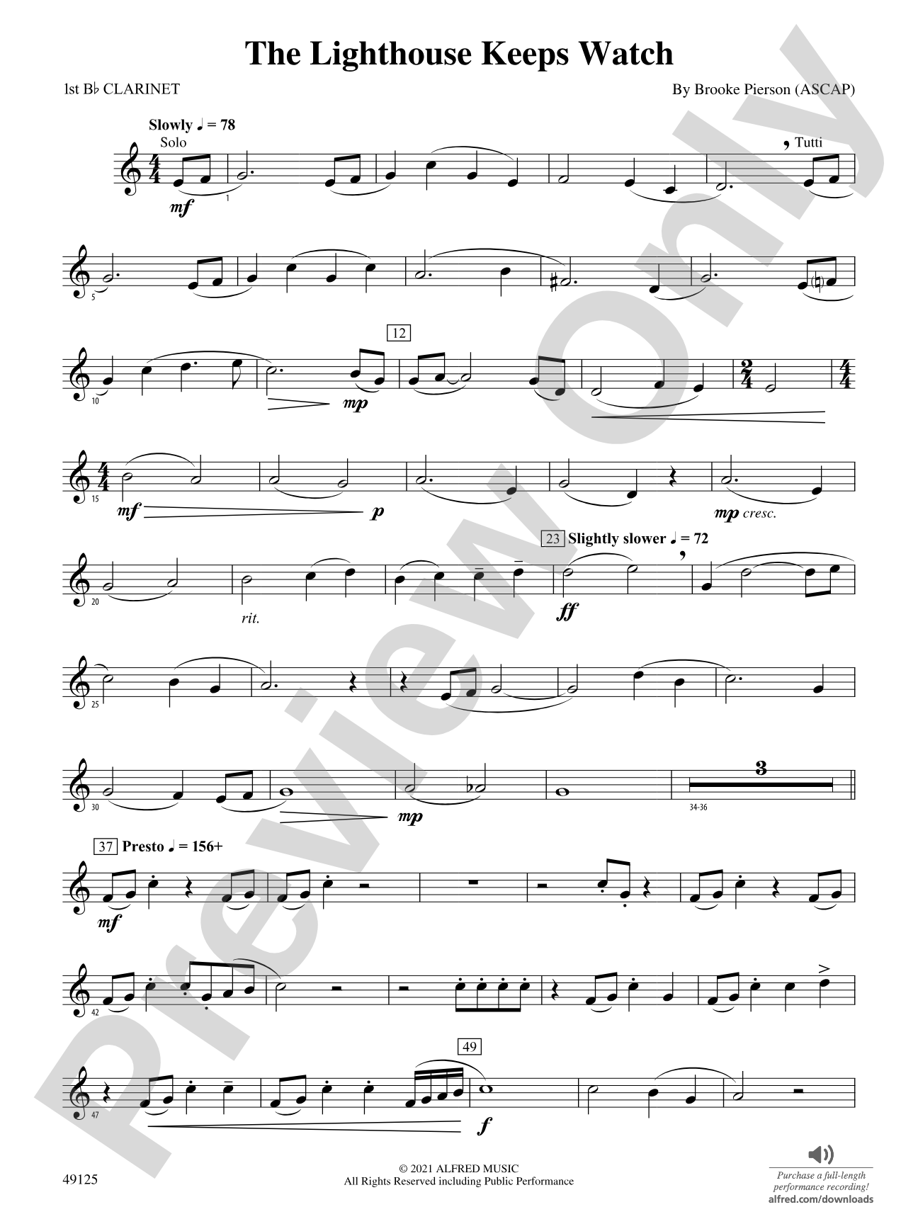 The Lighthouse Keeps Watch: 1st B-flat Clarinet
