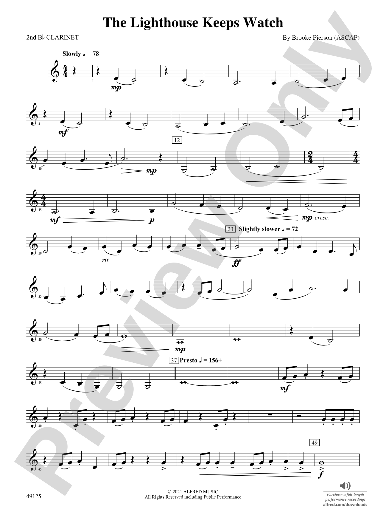 The Lighthouse Keeps Watch: 2nd B-flat Clarinet