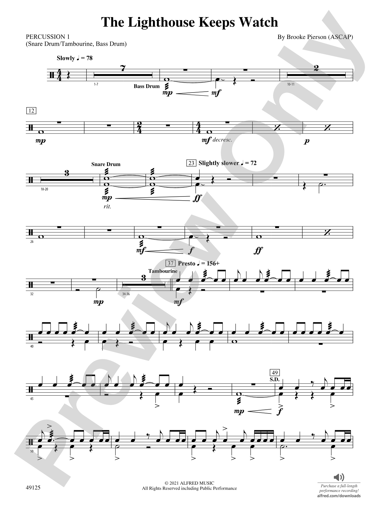 The Lighthouse Keeps Watch: 1st Percussion
