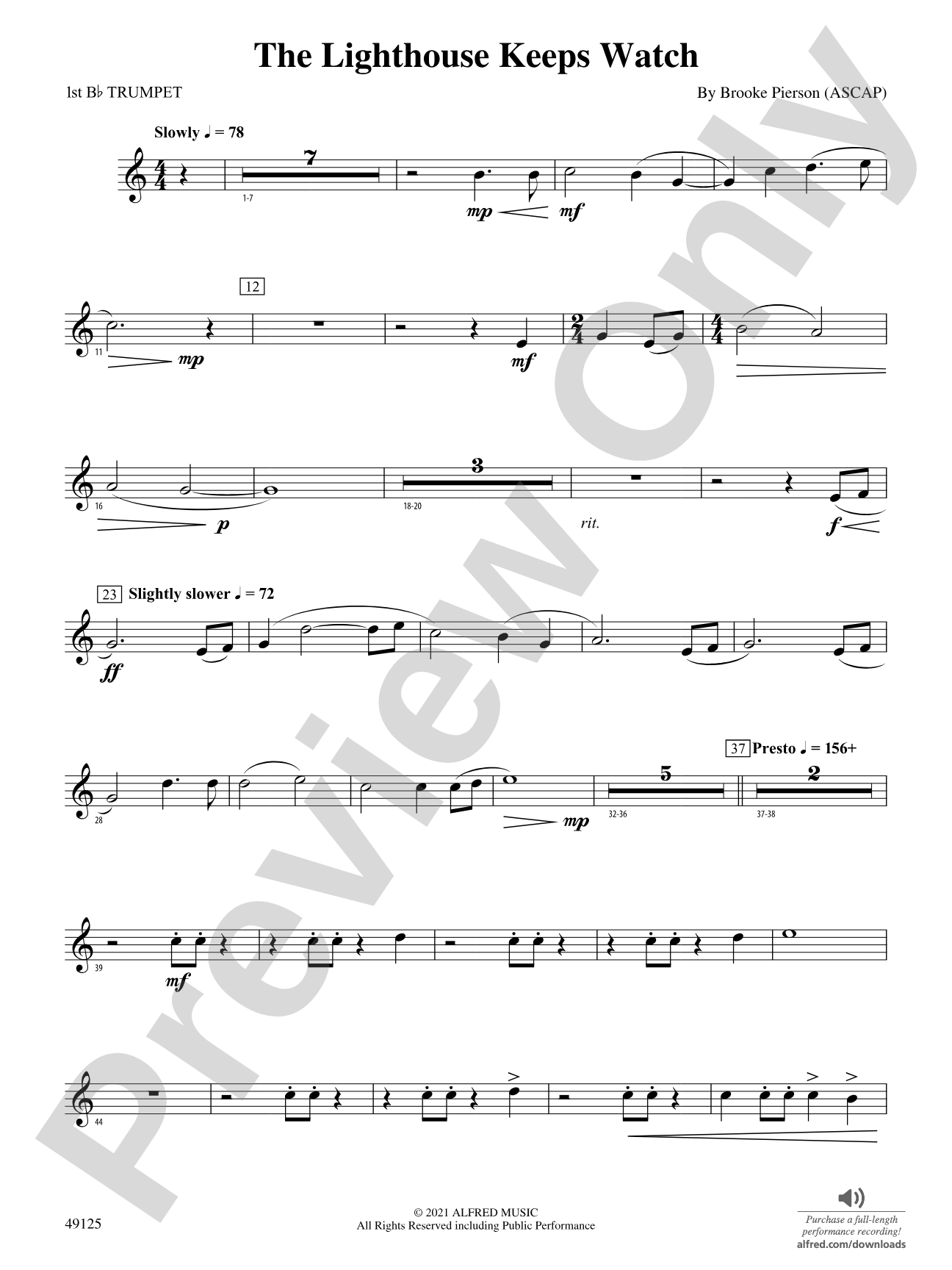 The Lighthouse Keeps Watch: 1st B-flat Trumpet