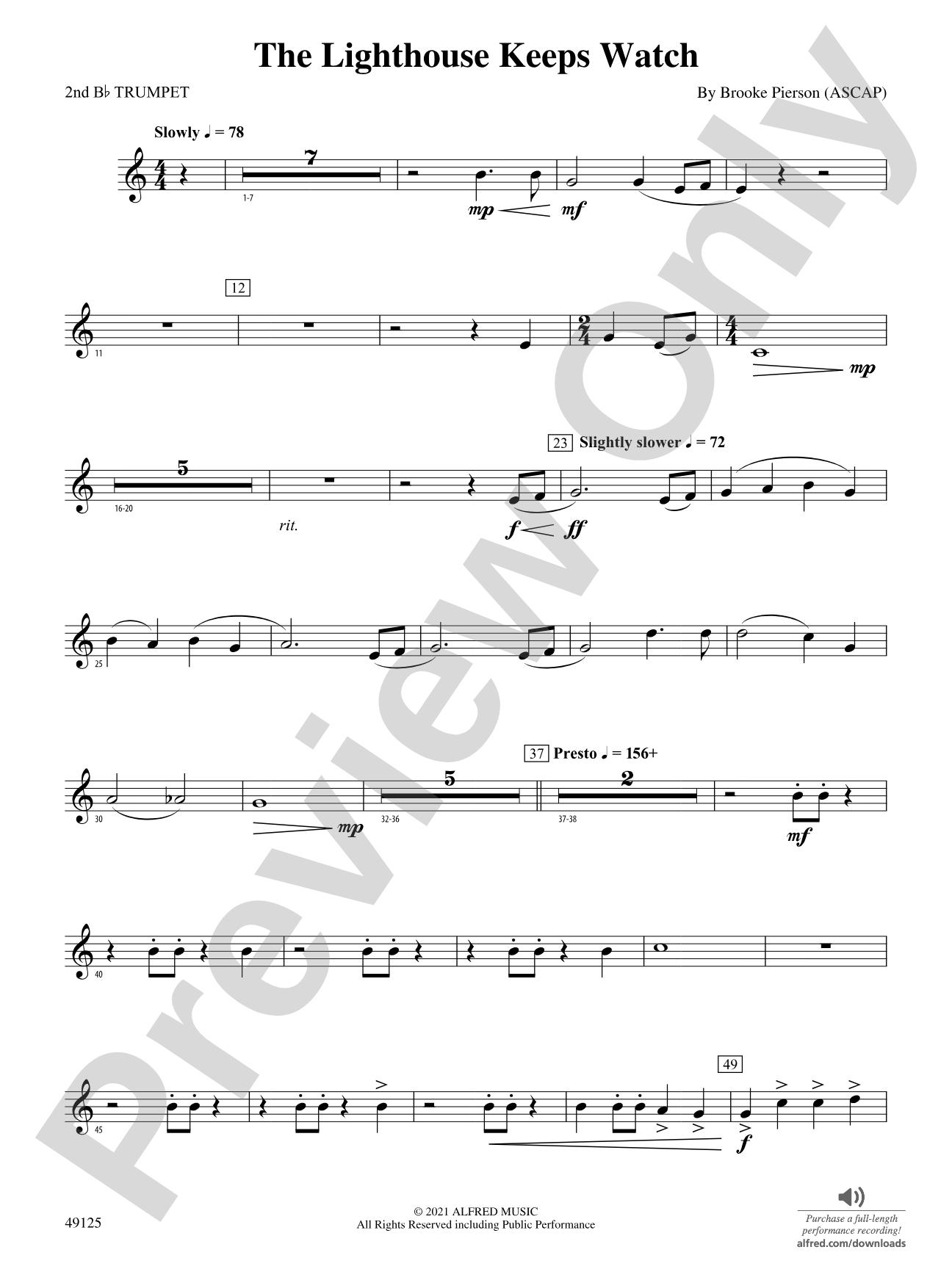The Lighthouse Keeps Watch: 2nd B-flat Trumpet