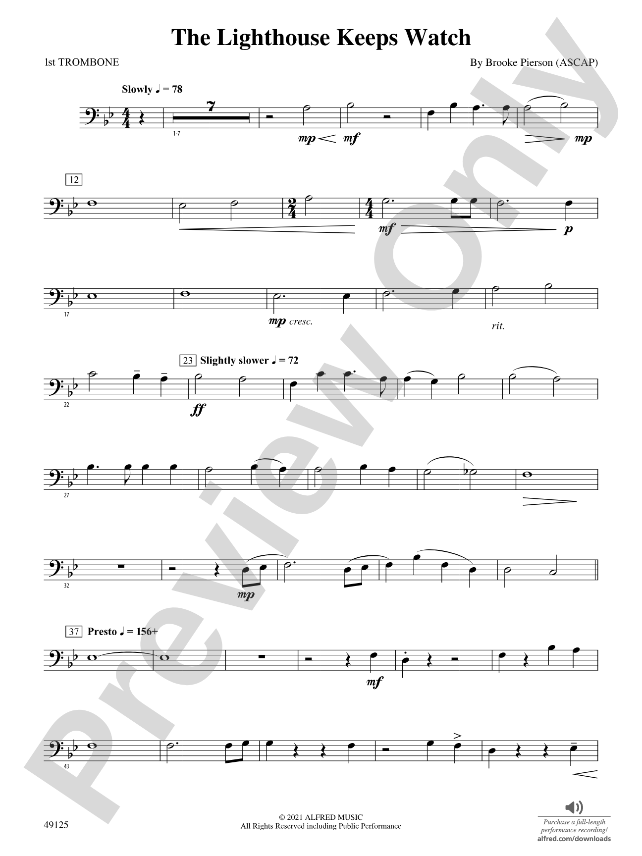 The Lighthouse Keeps Watch: 1st Trombone