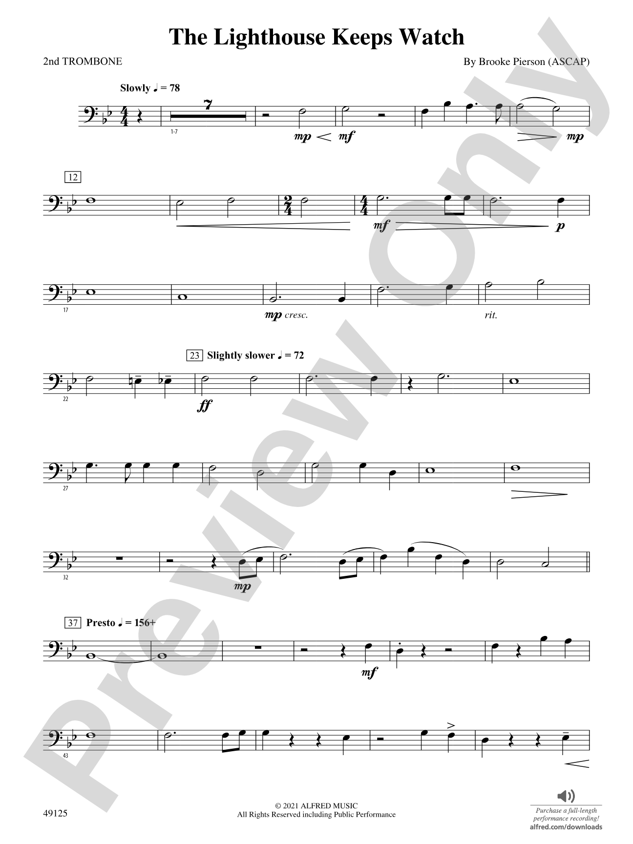 The Lighthouse Keeps Watch: 2nd Trombone