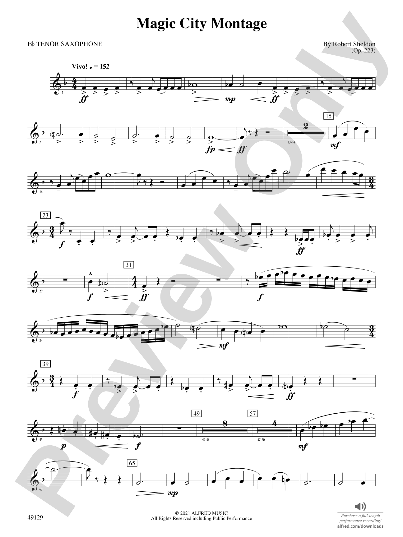 Magic City Montage: B-flat Tenor Saxophone