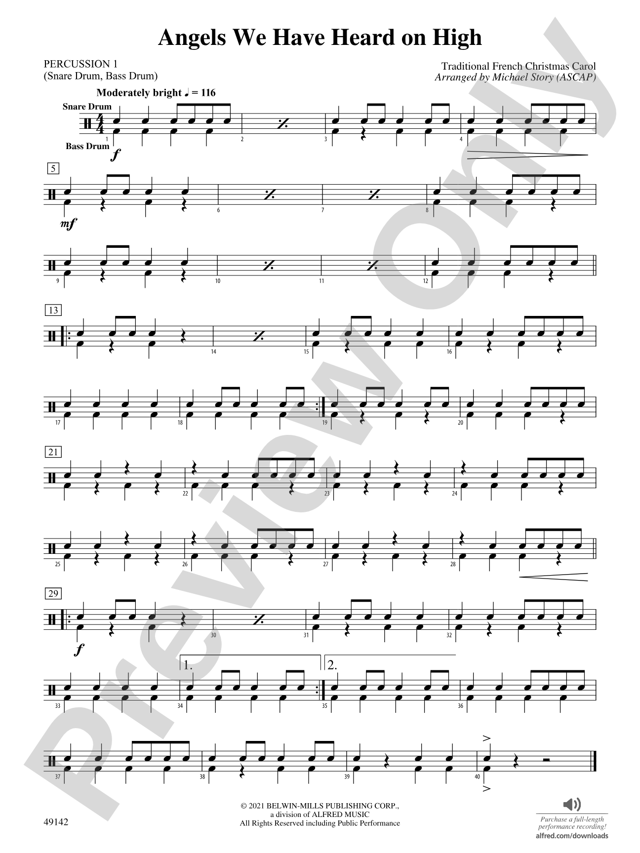 Angels We Have Heard on High: 1st Percussion