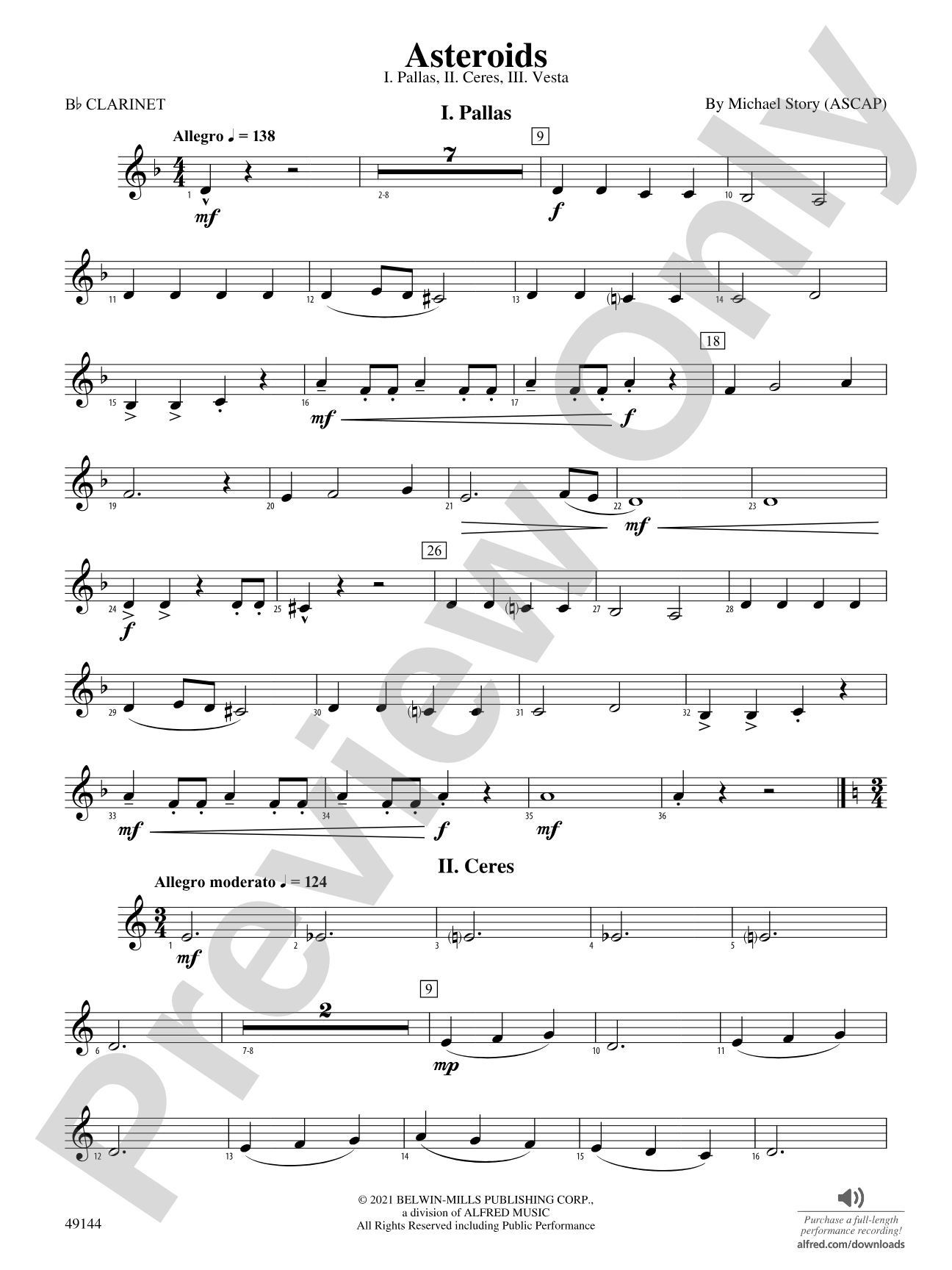 Asteroids: 1st B-flat Clarinet