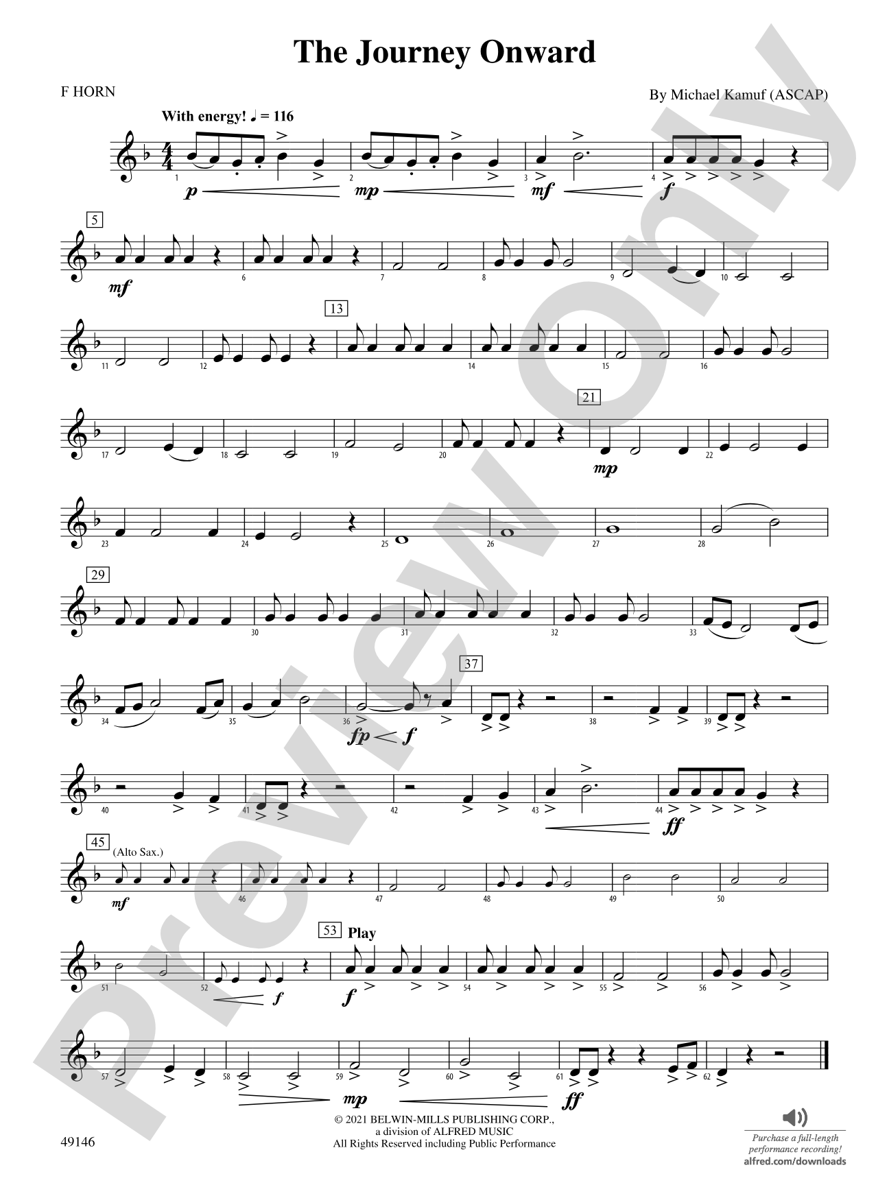 The Journey Onward: 1st F Horn