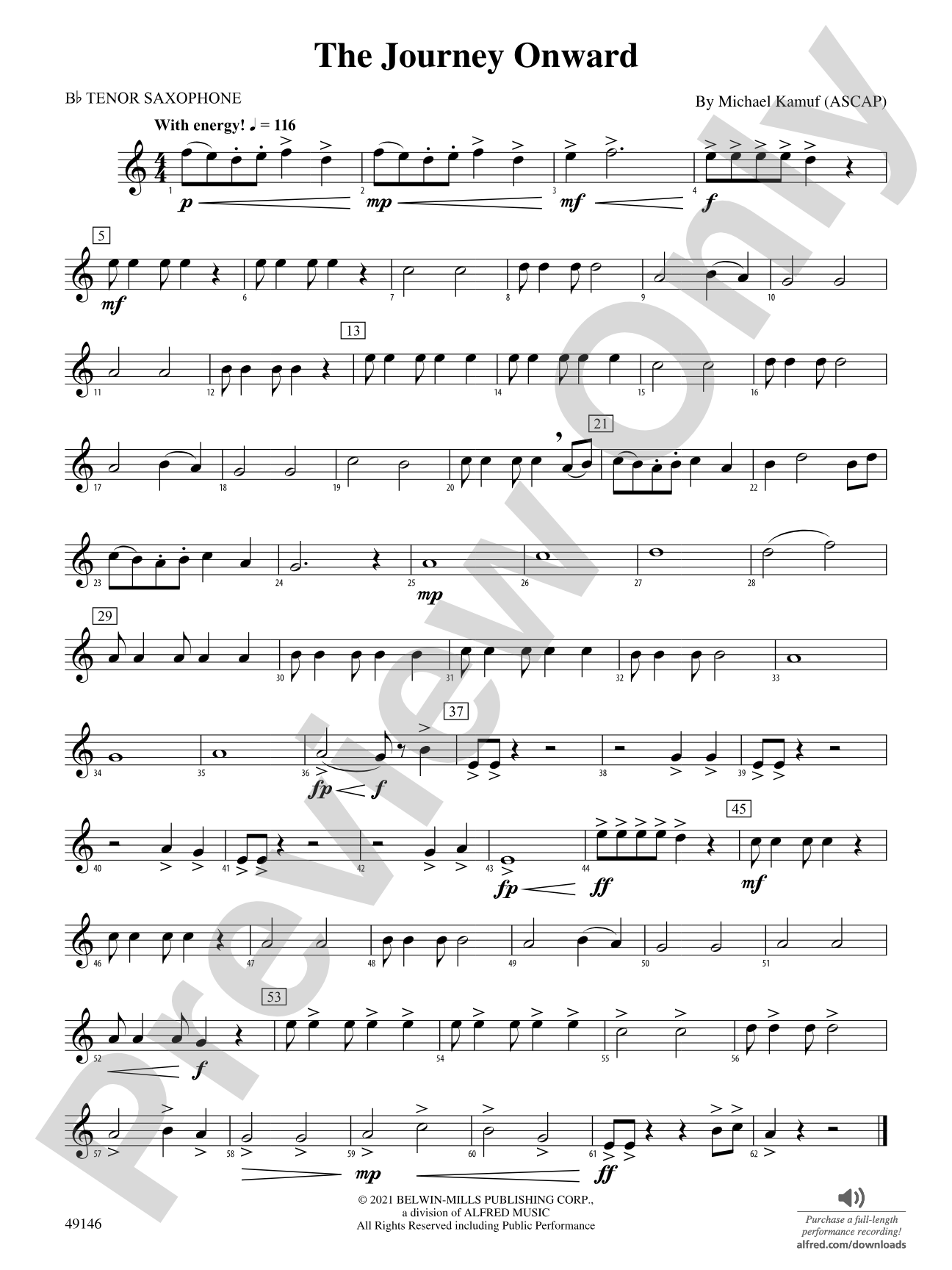 The Journey Onward: B-flat Tenor Saxophone