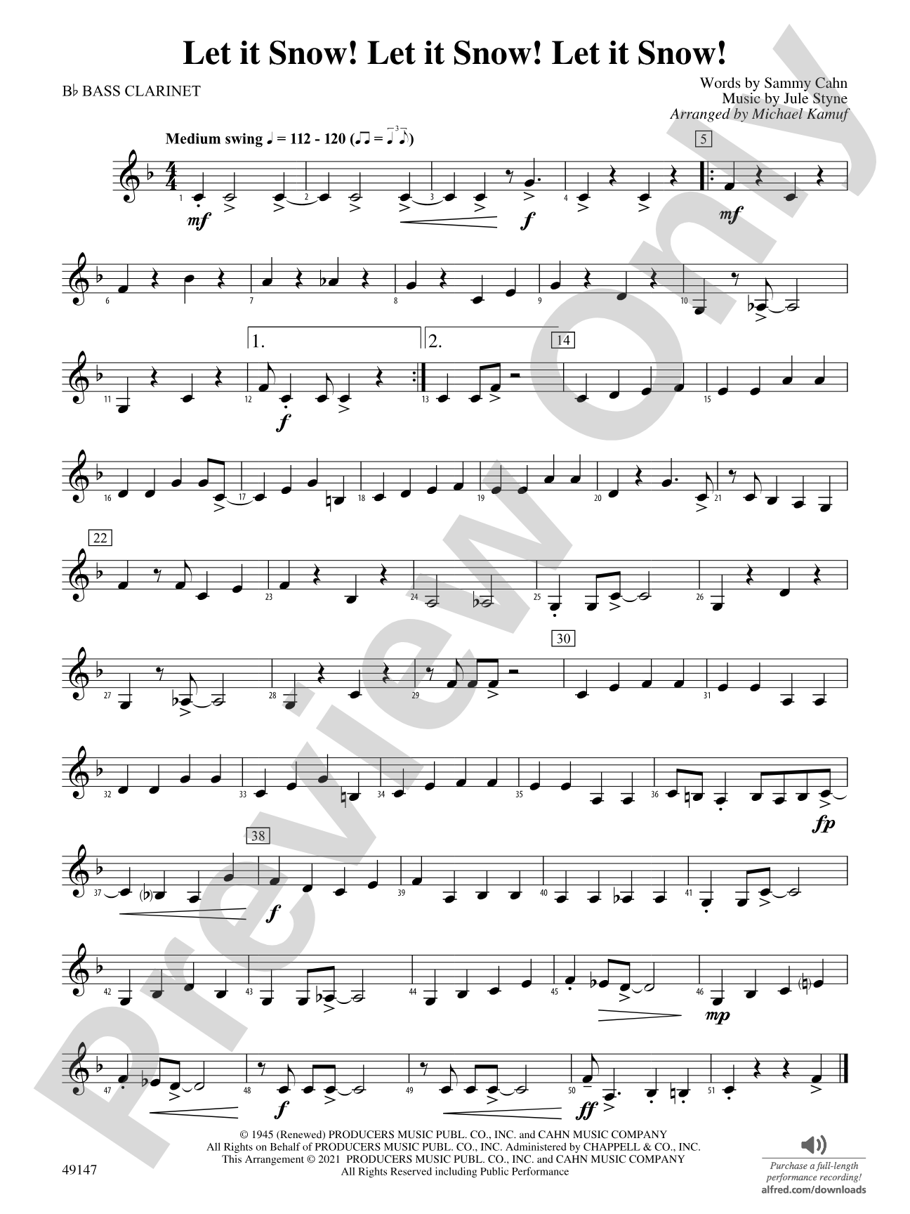 Let It Snow! Let It Snow! Let It Snow!: B-flat Bass Clarinet