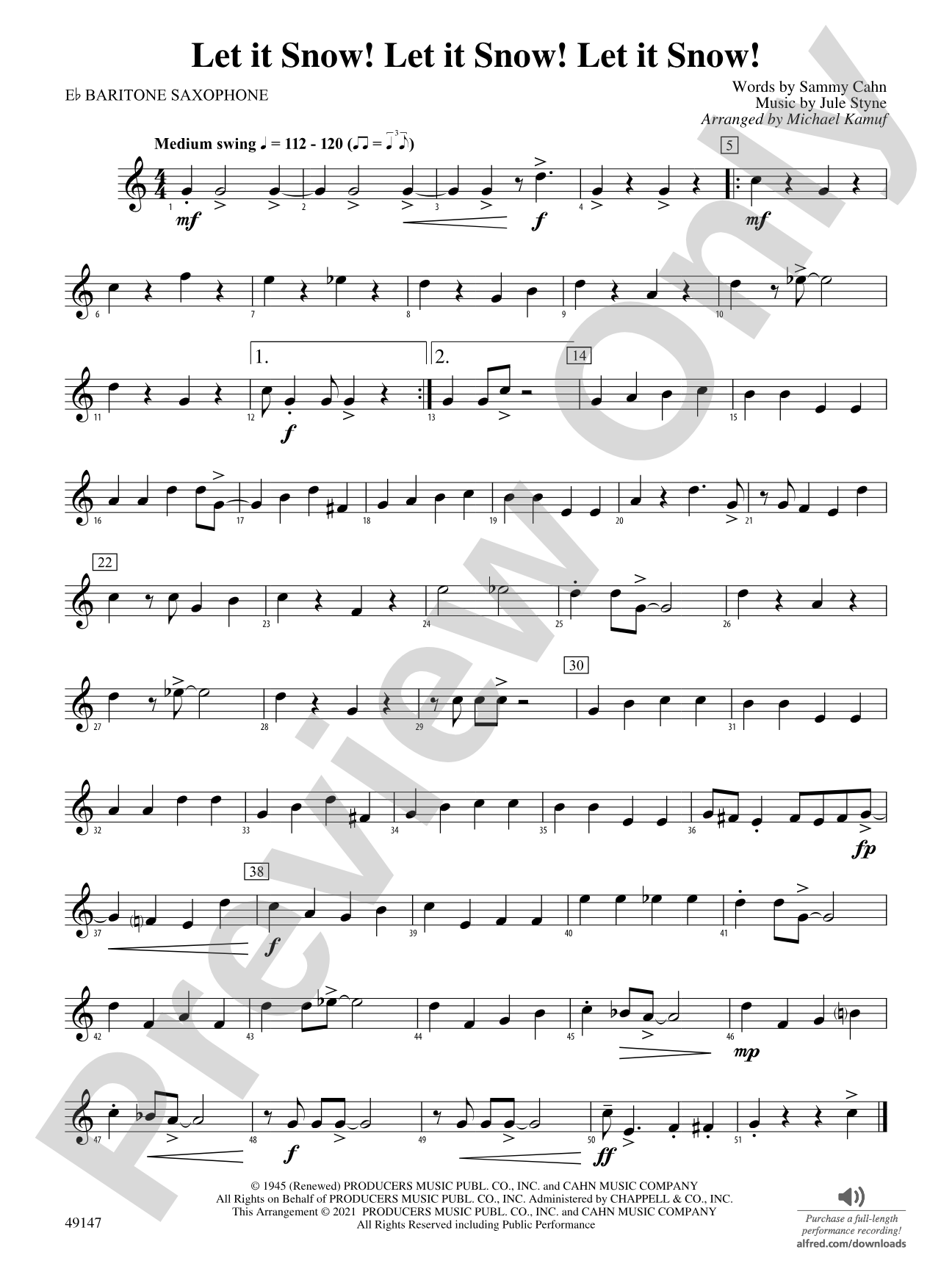 Let It Snow! Let It Snow! Let It Snow!: E-flat Baritone Saxophone