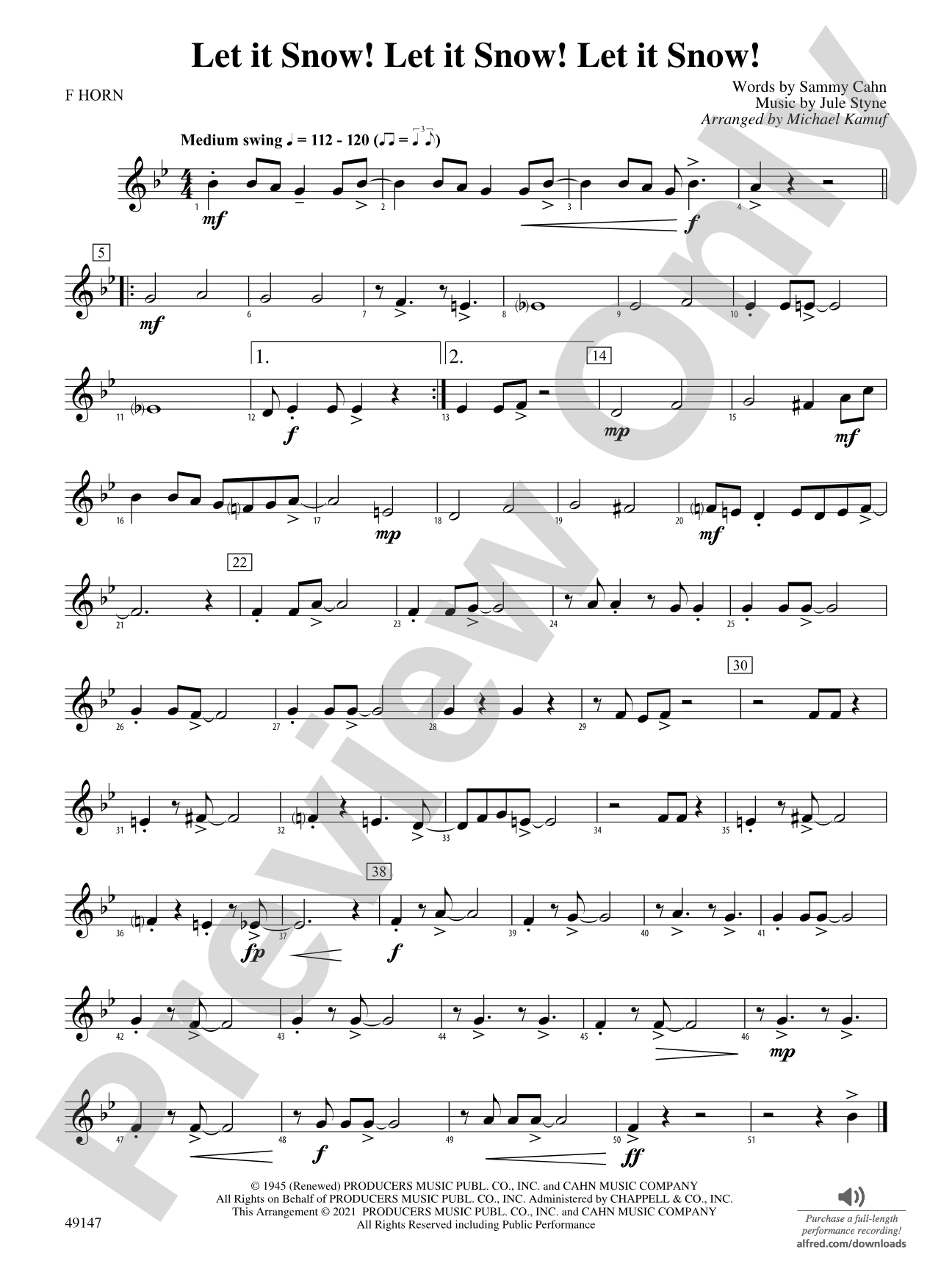 Let It Snow! Let It Snow! Let It Snow!: 1st F Horn