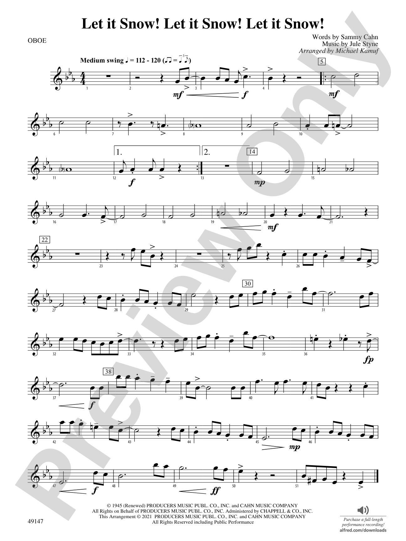 Let It Snow! Let It Snow! Let It Snow!: Oboe