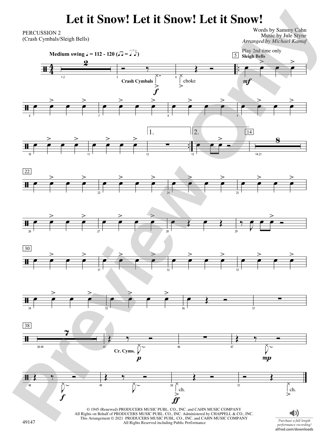 Let It Snow! Let It Snow! Let It Snow!: 2nd Percussion