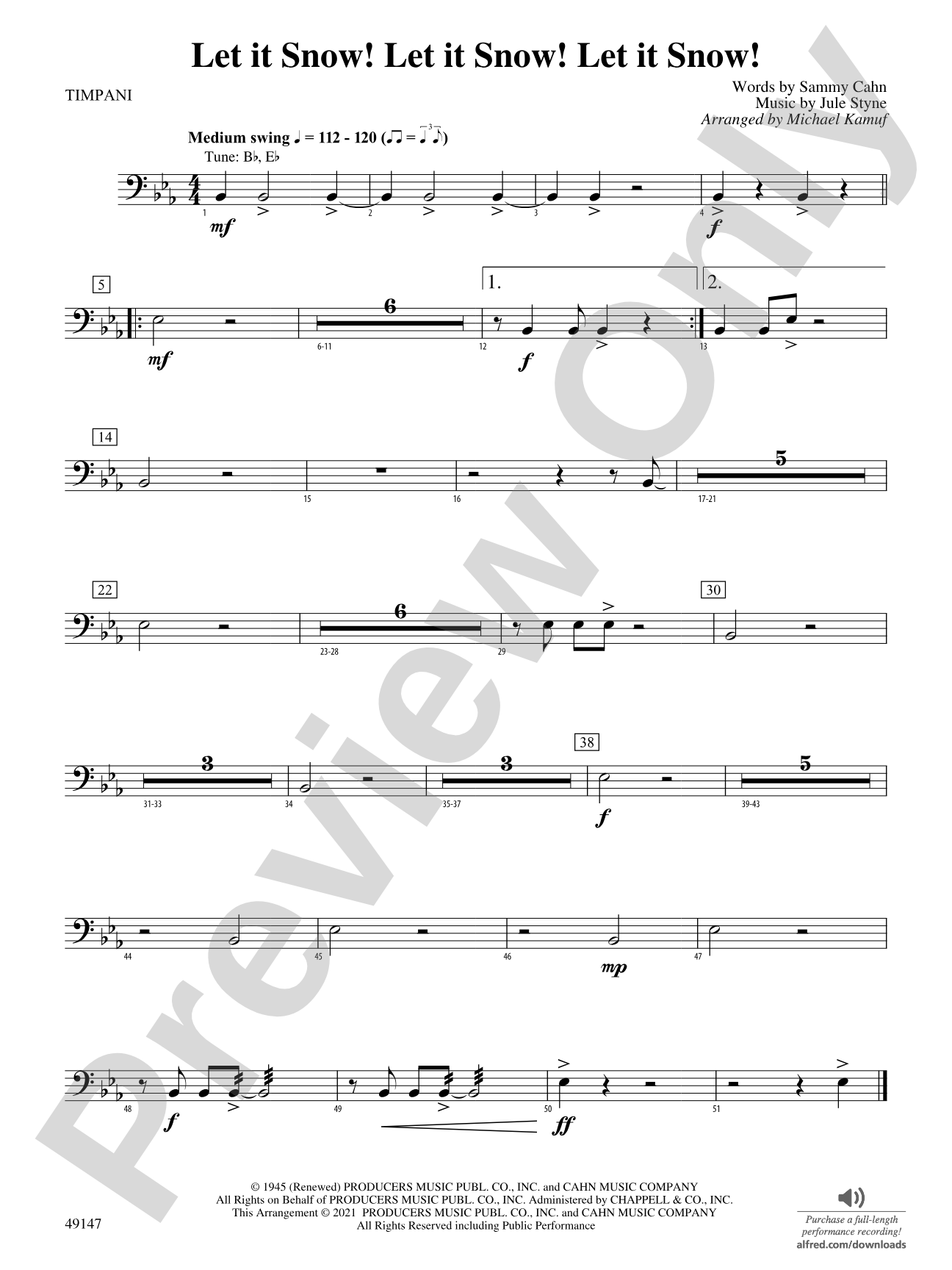 Let It Snow! Let It Snow! Let It Snow!: Timpani