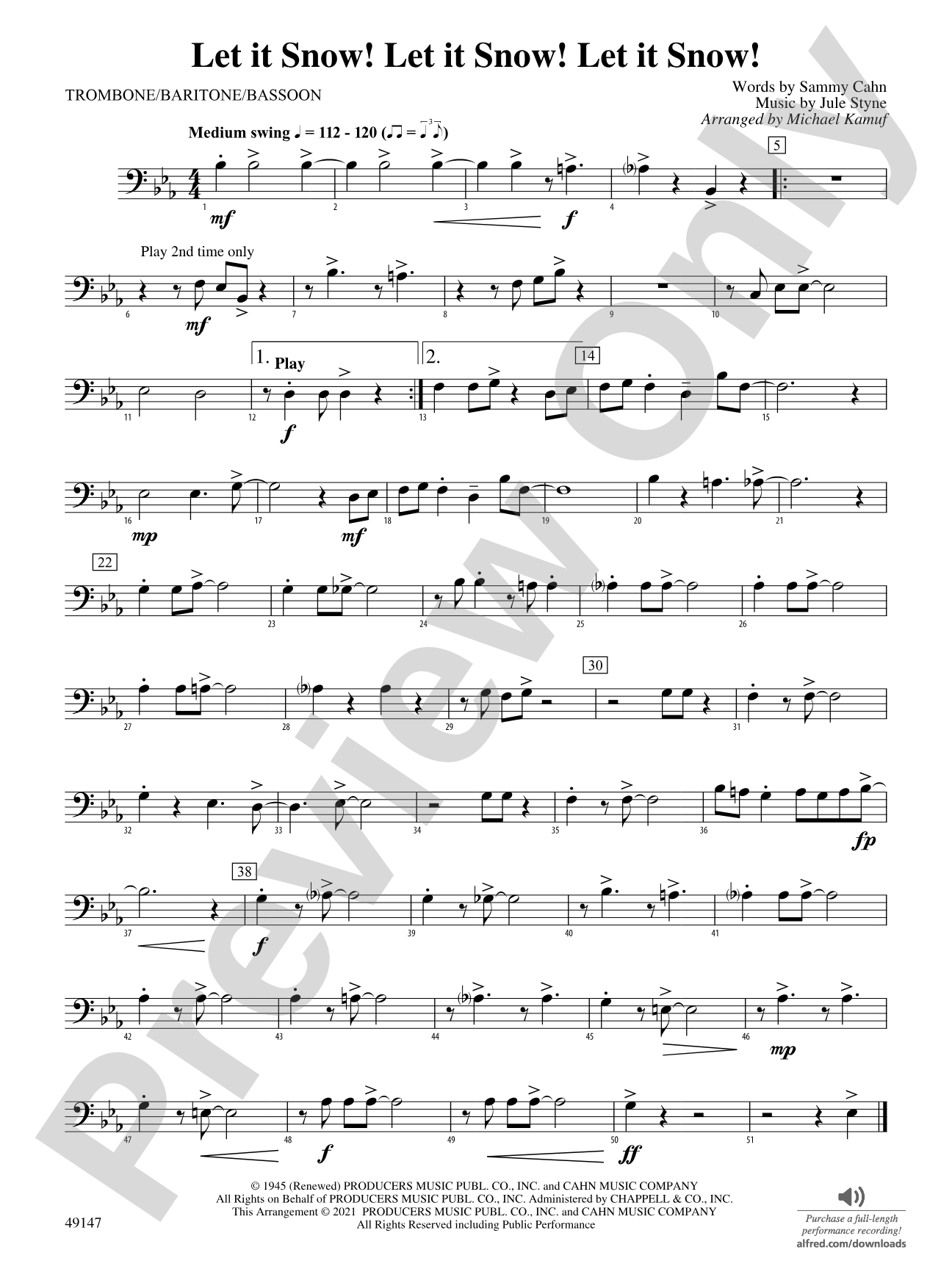 Let It Snow! Let It Snow! Let It Snow!: 1st Trombone